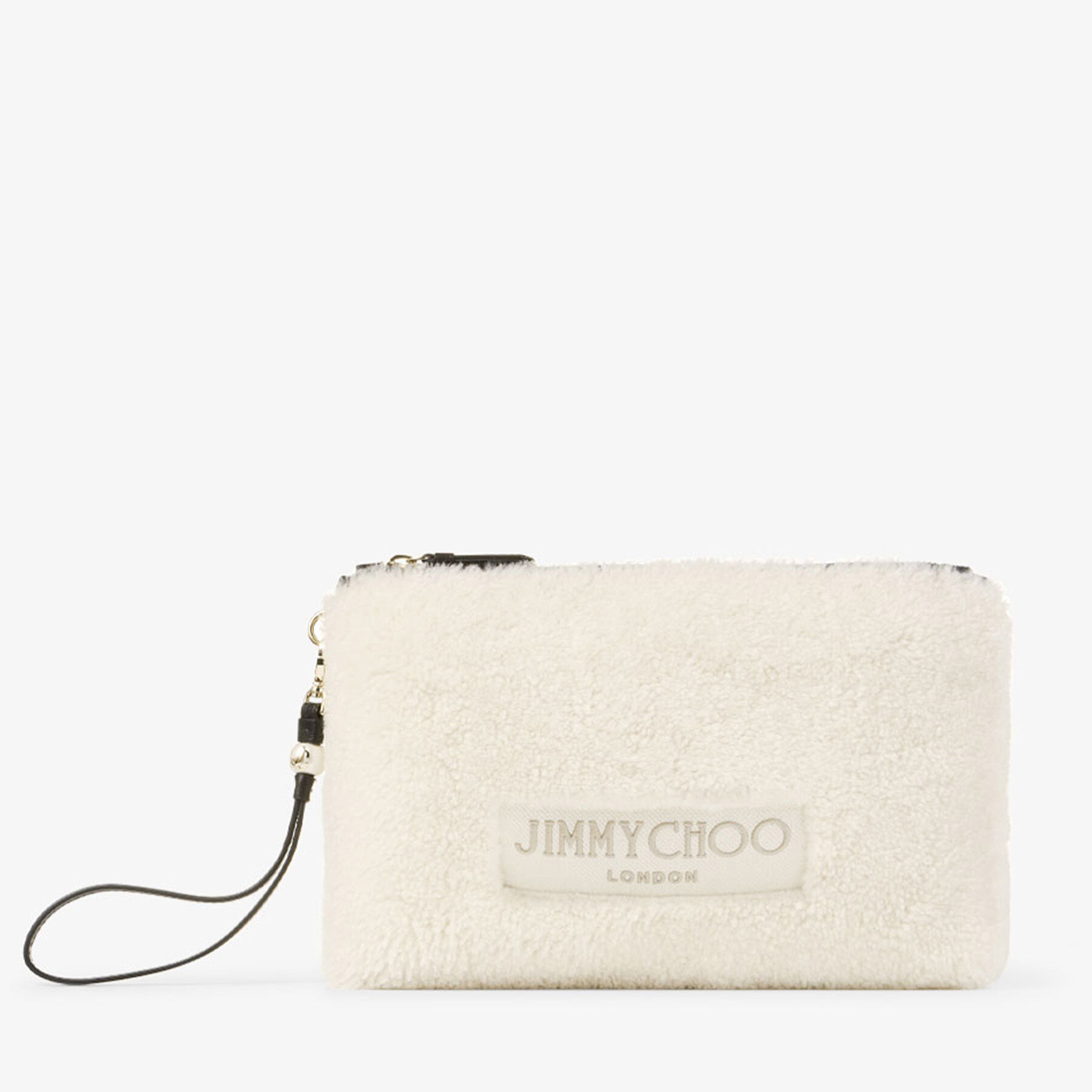 Zipped Flat Pouch | Natural Shearling Zipped Top Pouch with