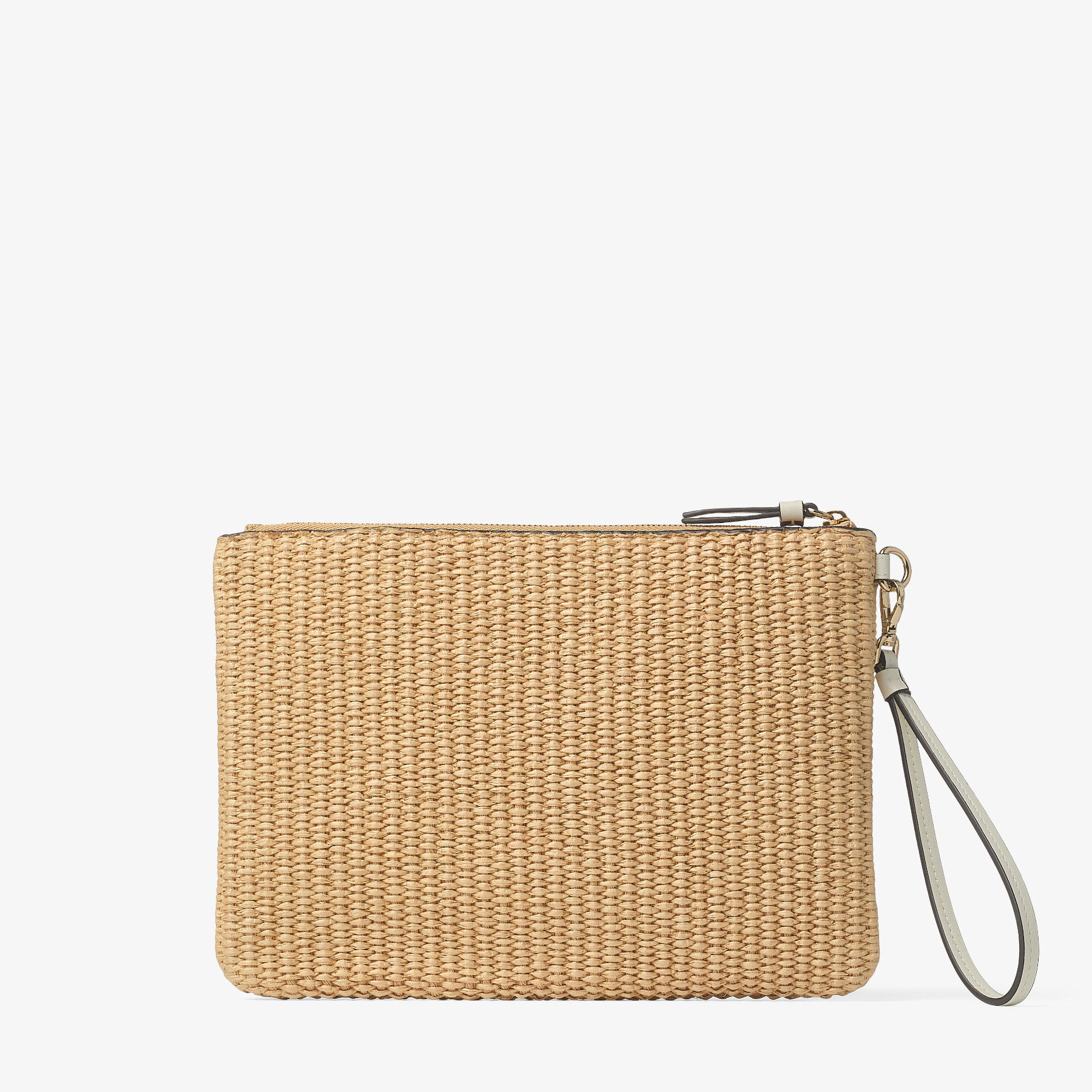 Zip Top Pouch | Natural Raffia Pouch | JIMMY CHOO