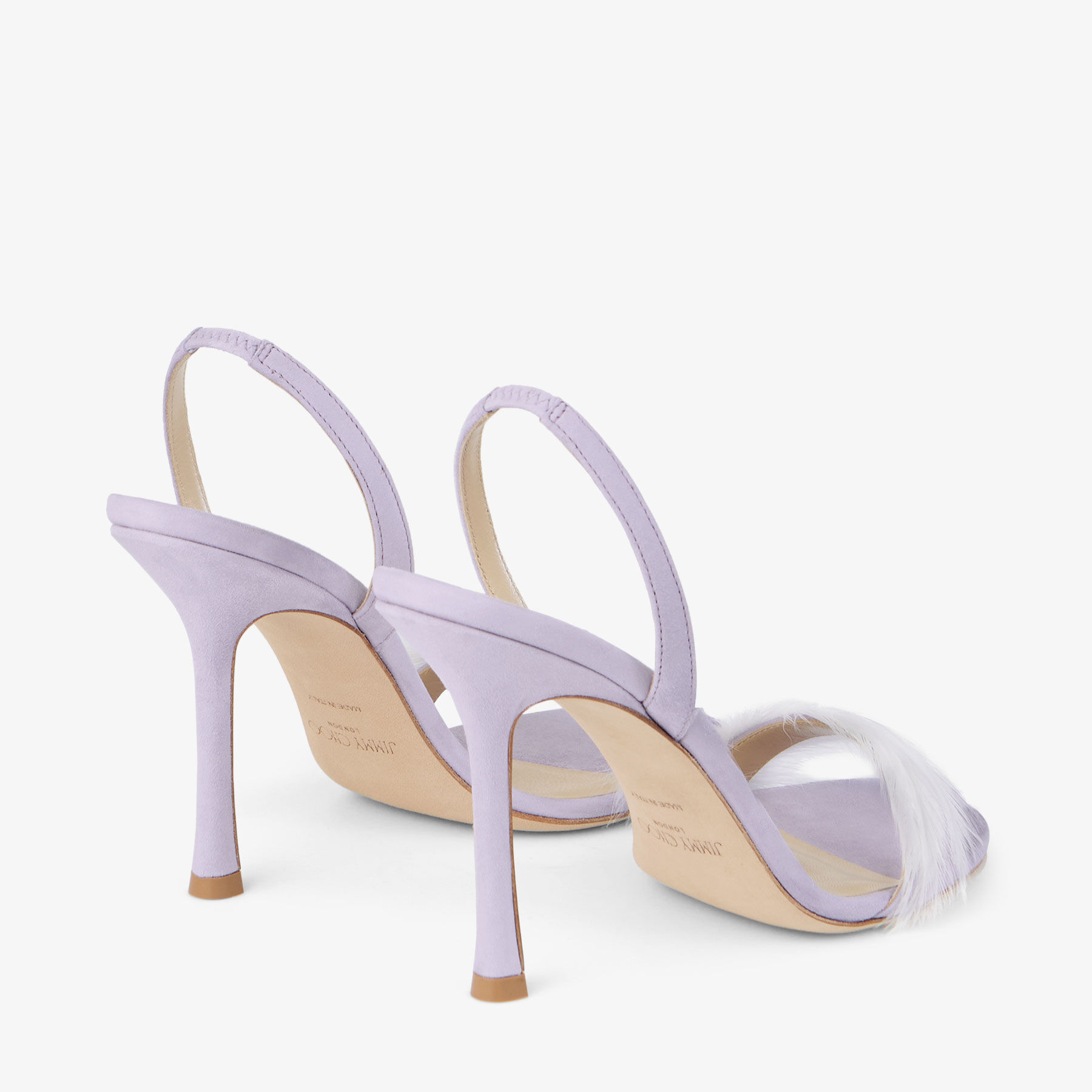 72318 |ライラックスエード・フェザー装飾 サンダル | JIMMY CHOO