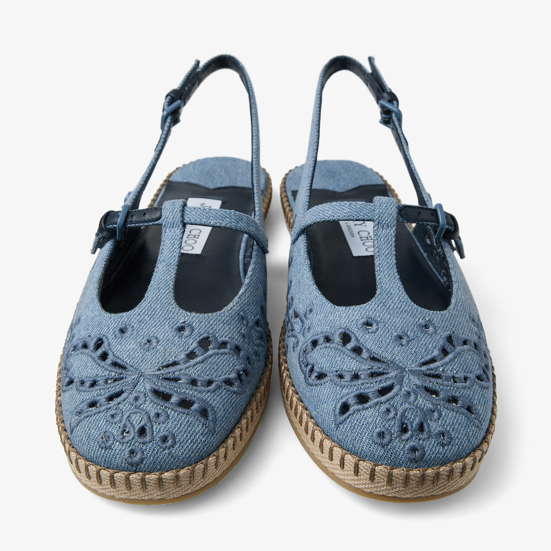 アミー フラット |サンガロ刺繍入り ブルーヘイズ デニム