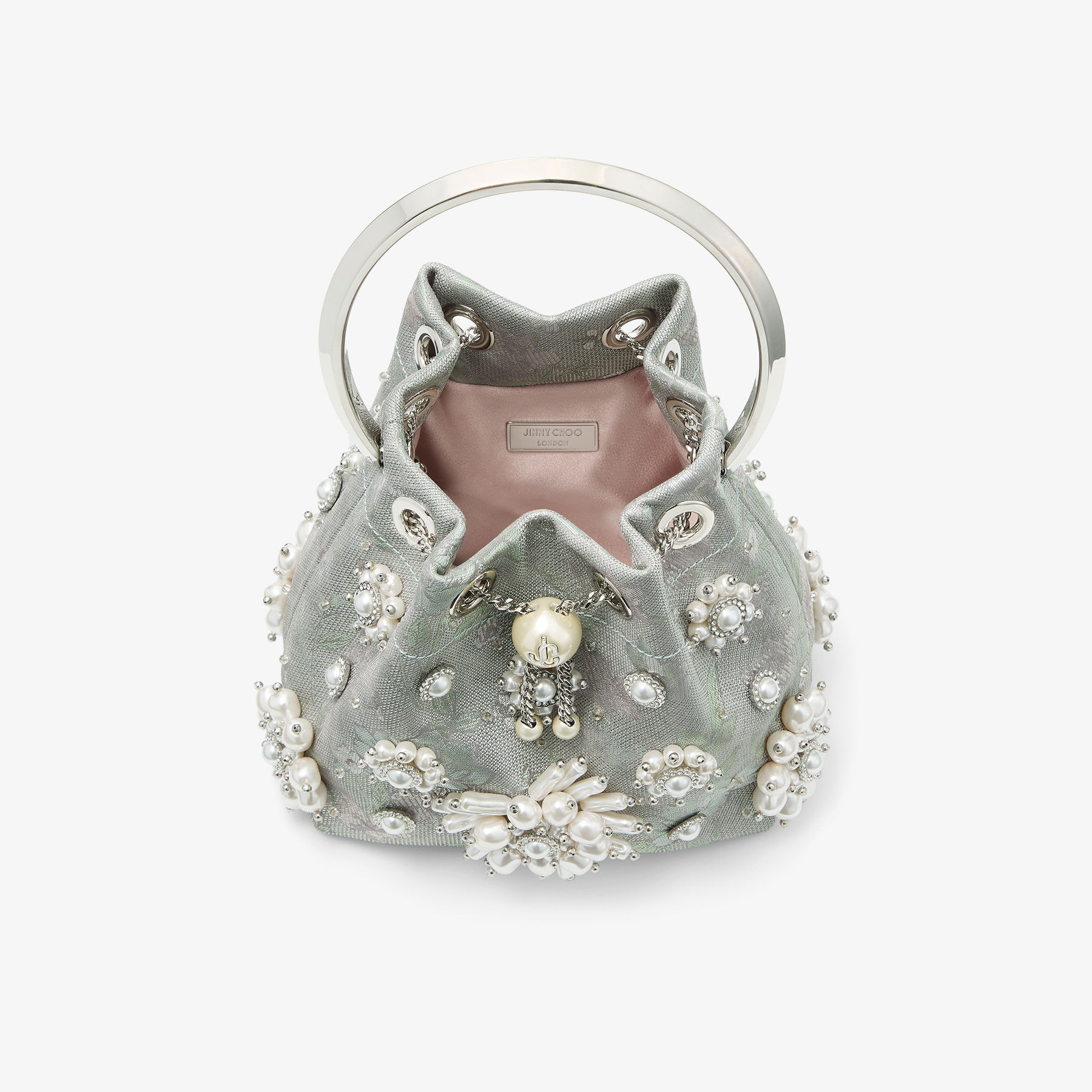 ボン ボン | オリーブ ブロケード・フローラルパール刺繍 バケット