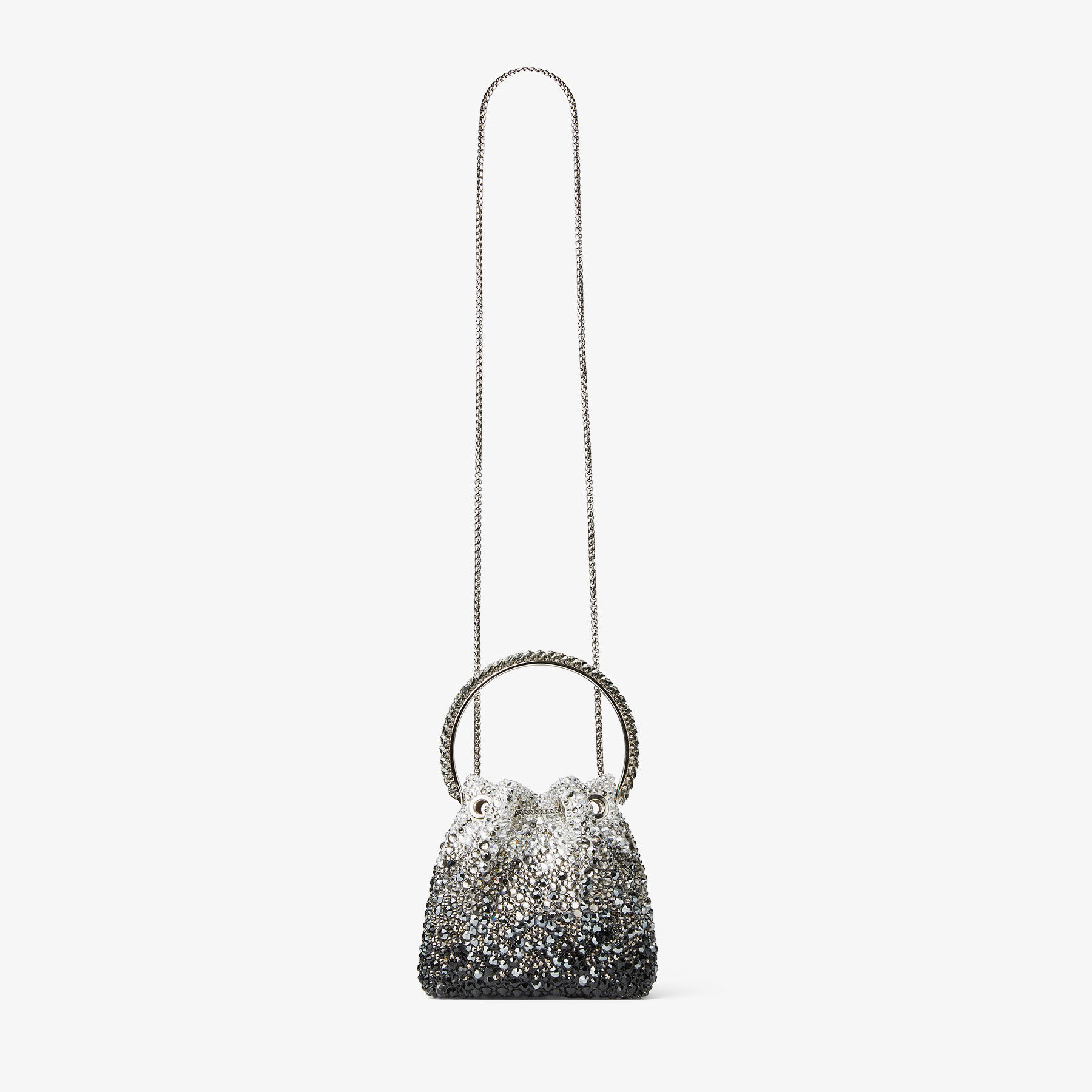 BON BON | Black Satin Bag with Crystals | JIMMY CHOO