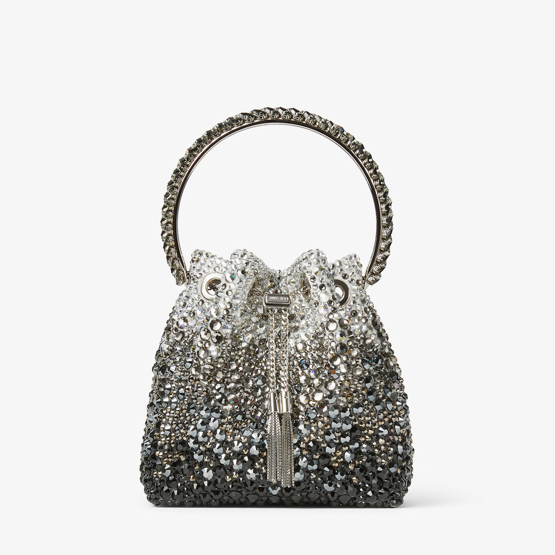 BON BON | Black Satin Bag with Crystals | JIMMY CHOO