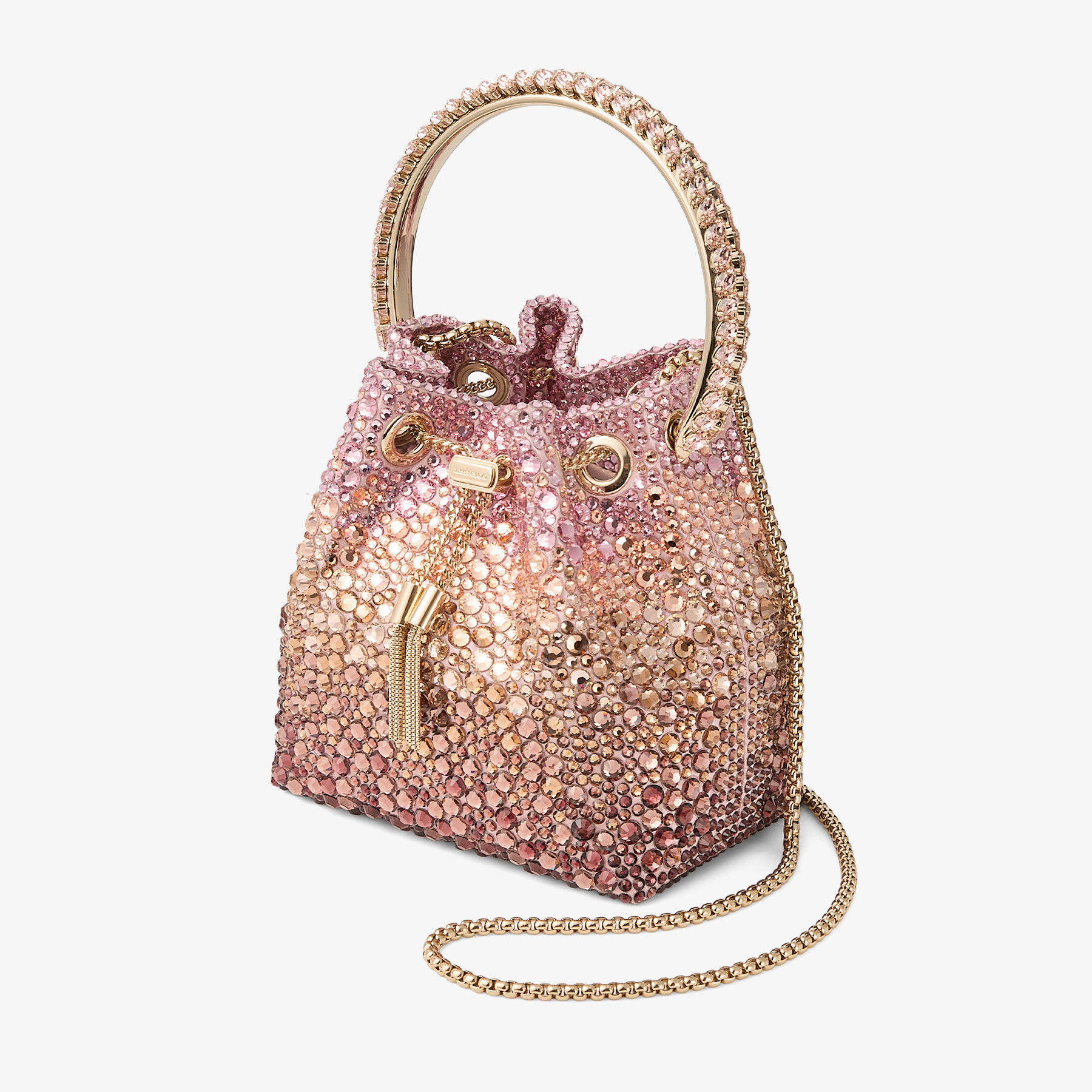 ボンボン |ブラッシュ クリスタル付きサテン・バッグ | JIMMY CHOO