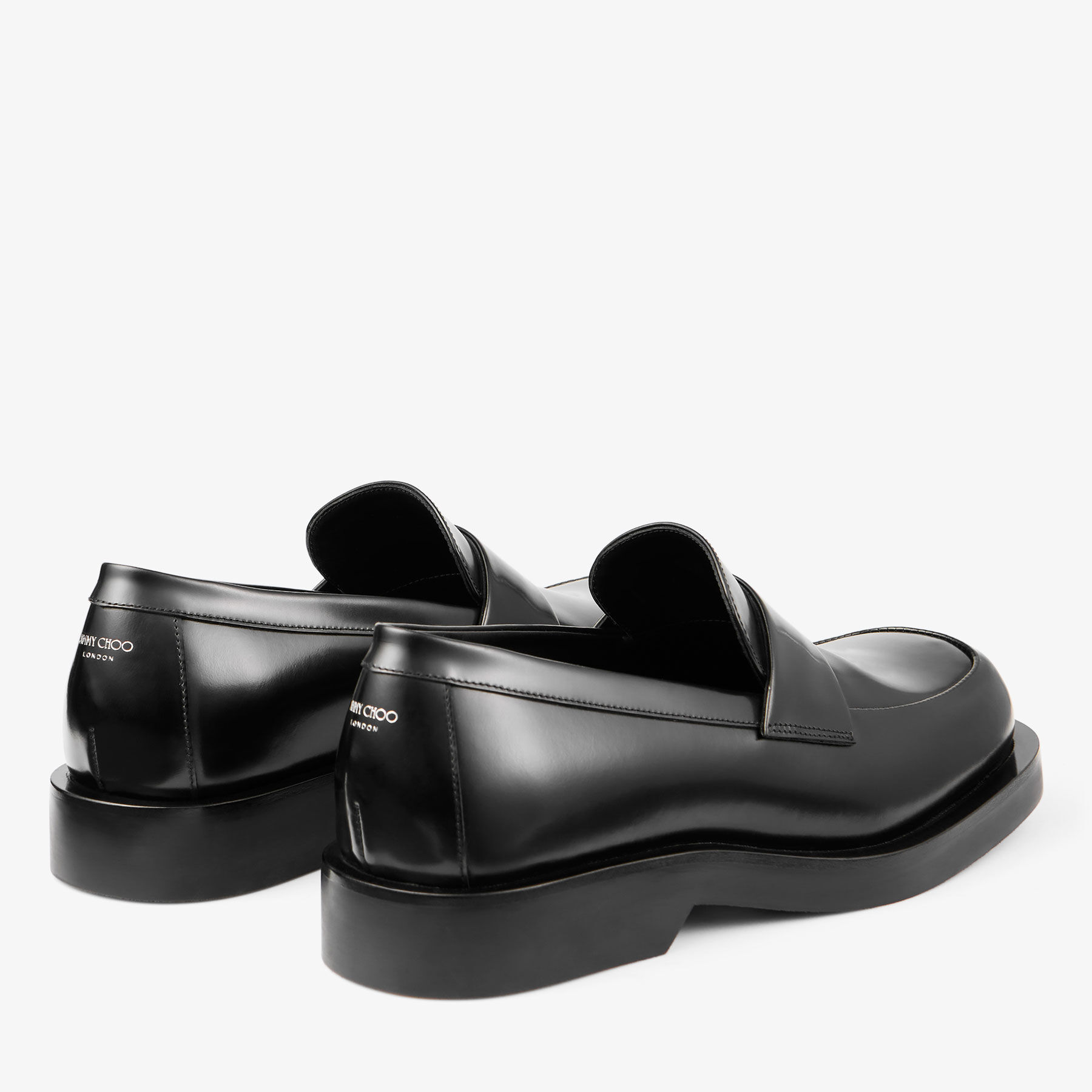 JIMMY CHOO ブラックローファー バフ ローファー | ブラック ボックスカーフレザー・ローファー