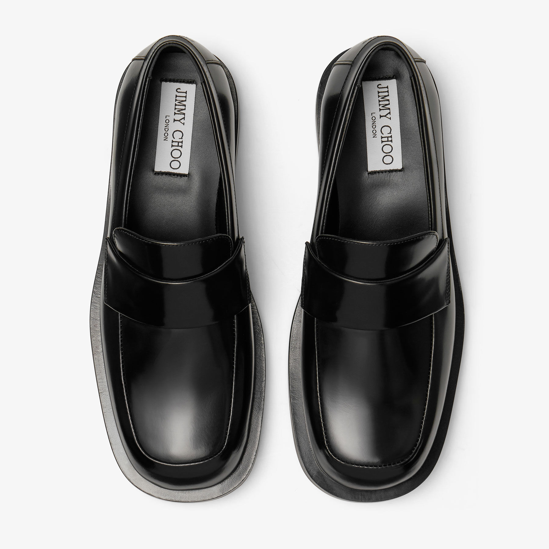 JIMMY CHOO ブラックローファー バフ ローファー | ブラック ボックスカーフレザー・ローファー
