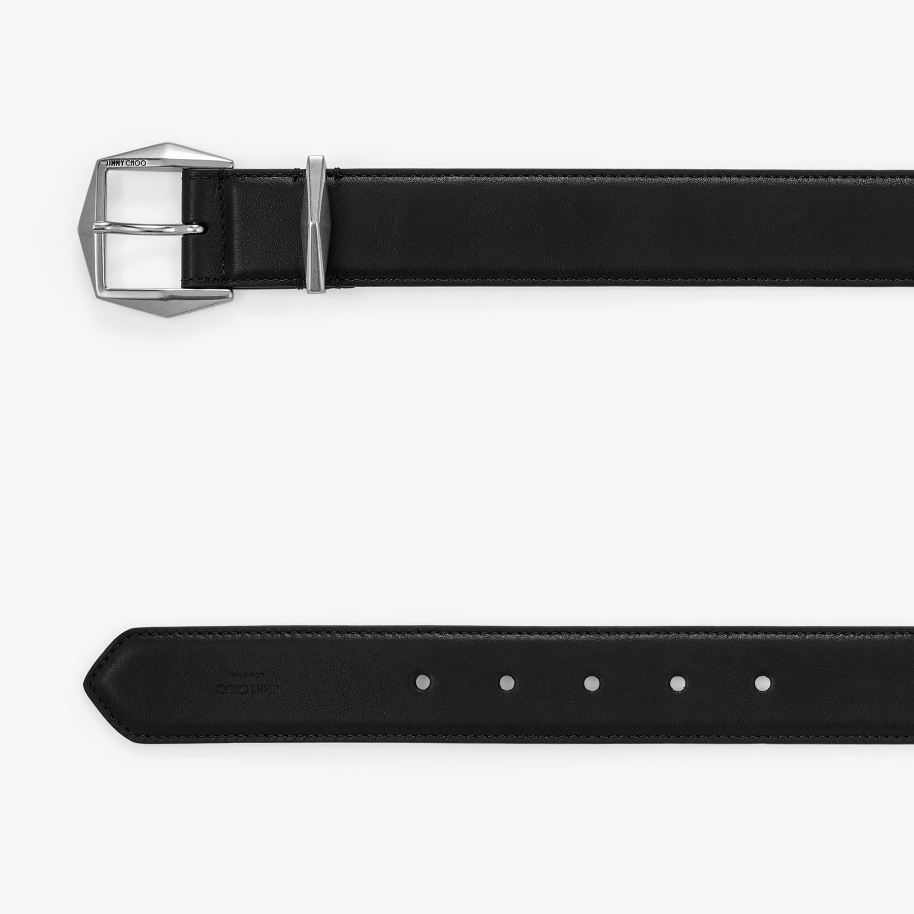 爆買い 英語 Belt Buckle Diamond M CHOO JIMMY | Belt Leather Black | 小物