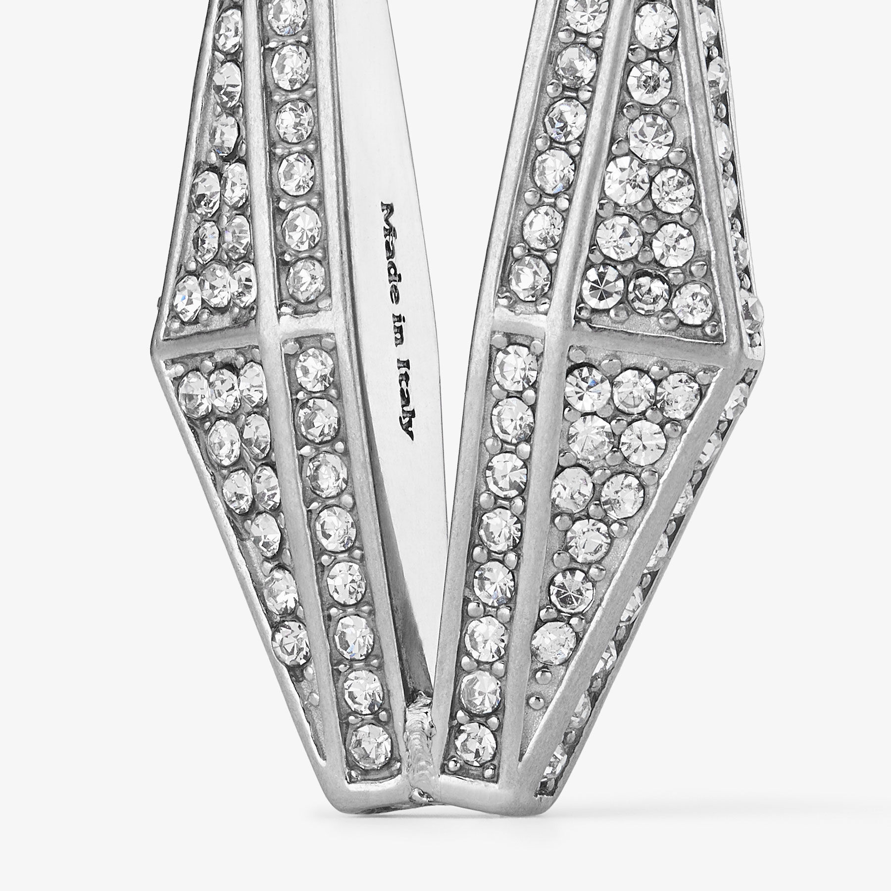 DIAMOND CHAIN EARRING｜パヴェクリスタル付きシルバー仕上げ