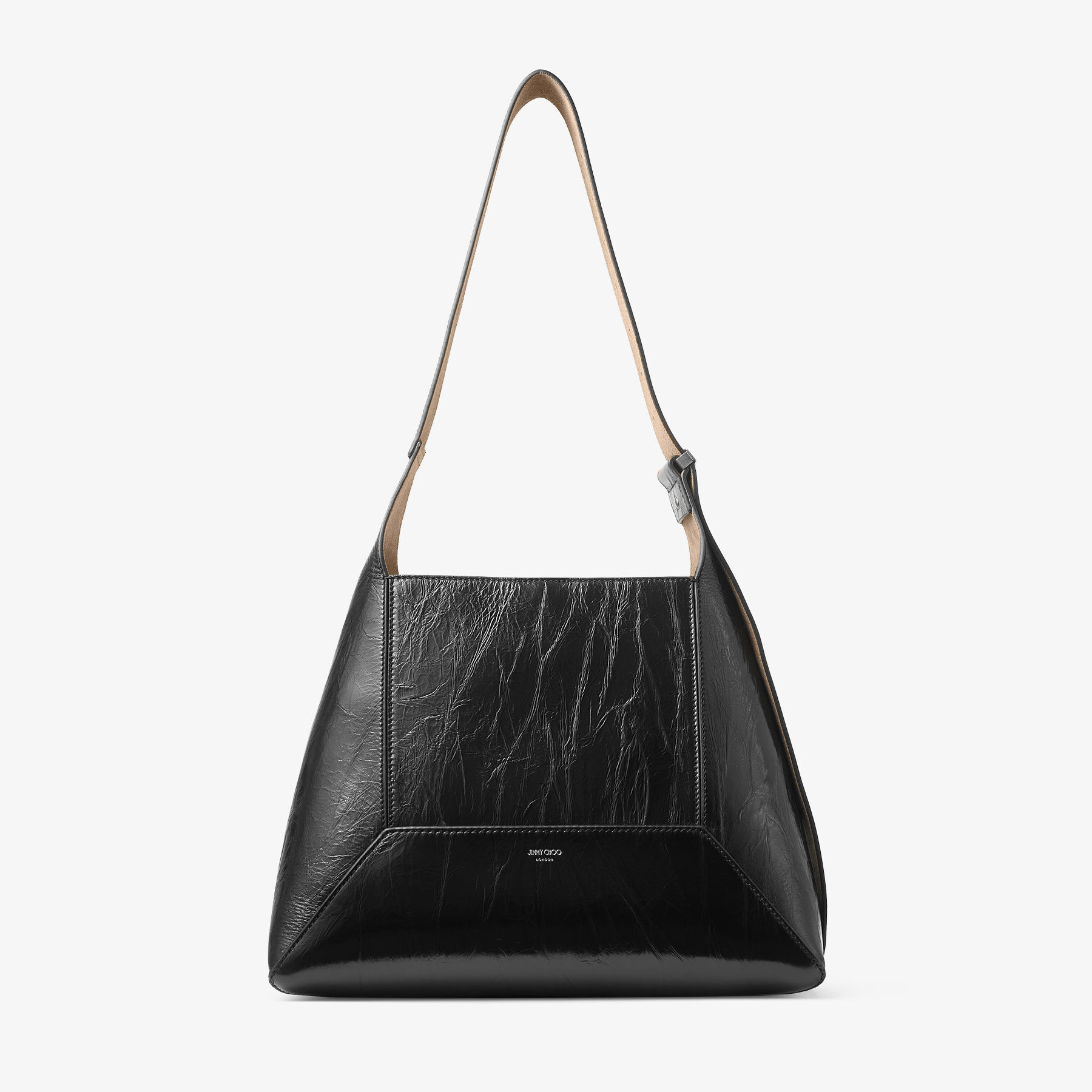 JIMMY CHOO Diamond Hobo M スエード ショルダーバッグ ダイヤモンド ホーボー M-M |ブラック ヴィンテージメタリック