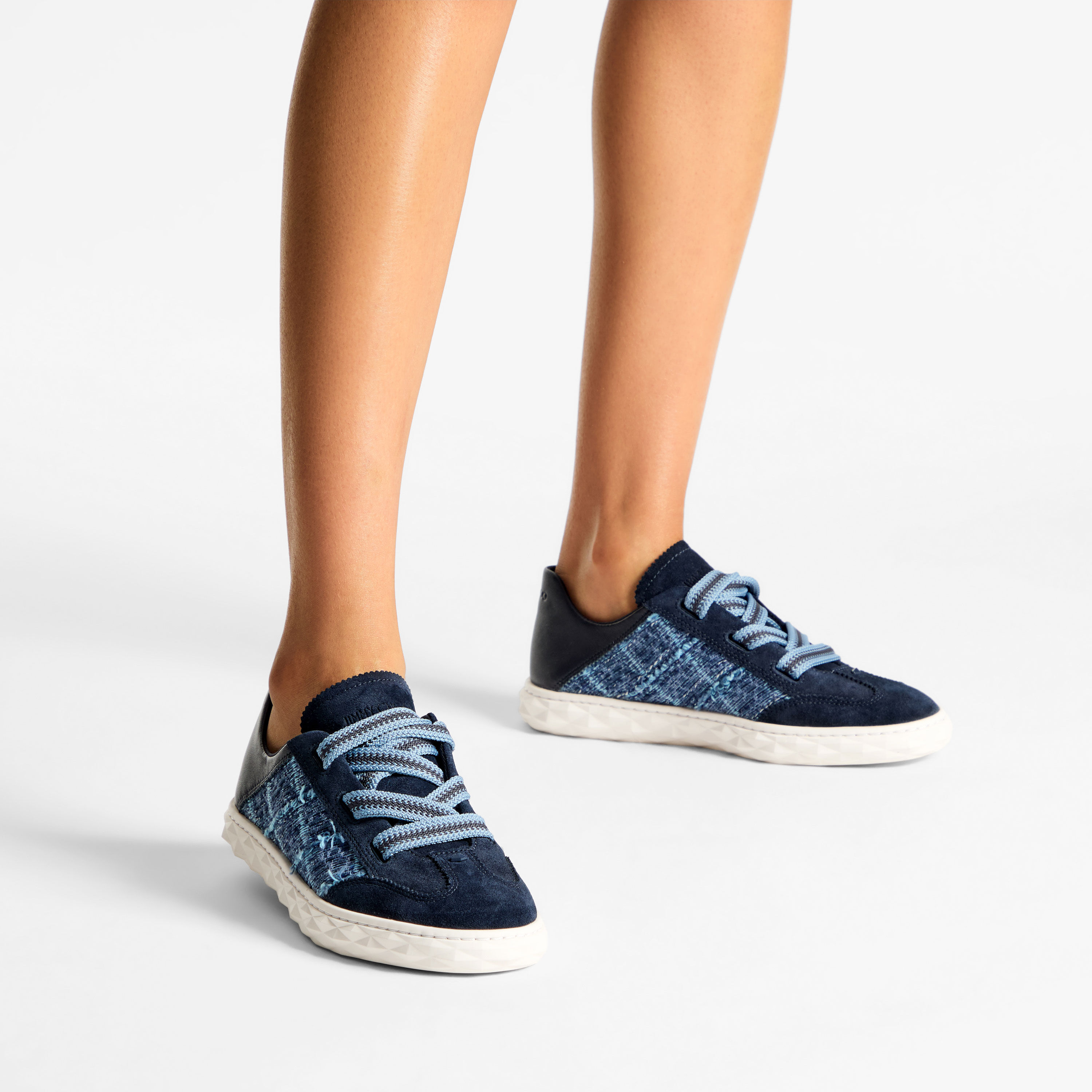 JIMMY CHOO デニムスニーカー ダイヤモンド ライト フレックス F | マリン レザーミックス / クロス
