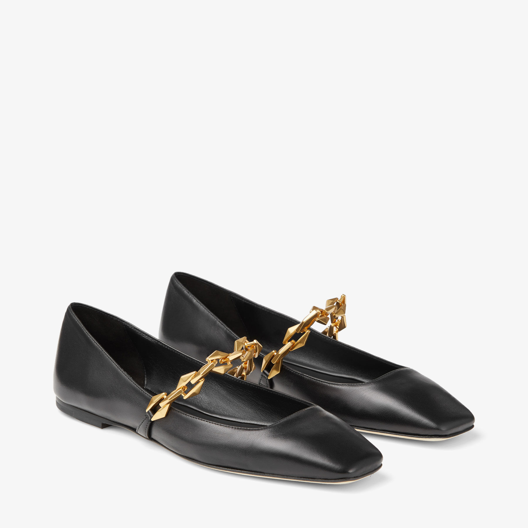 DIAMOND TILDA FLAT | チェーン付き ブラック ナッパレザー