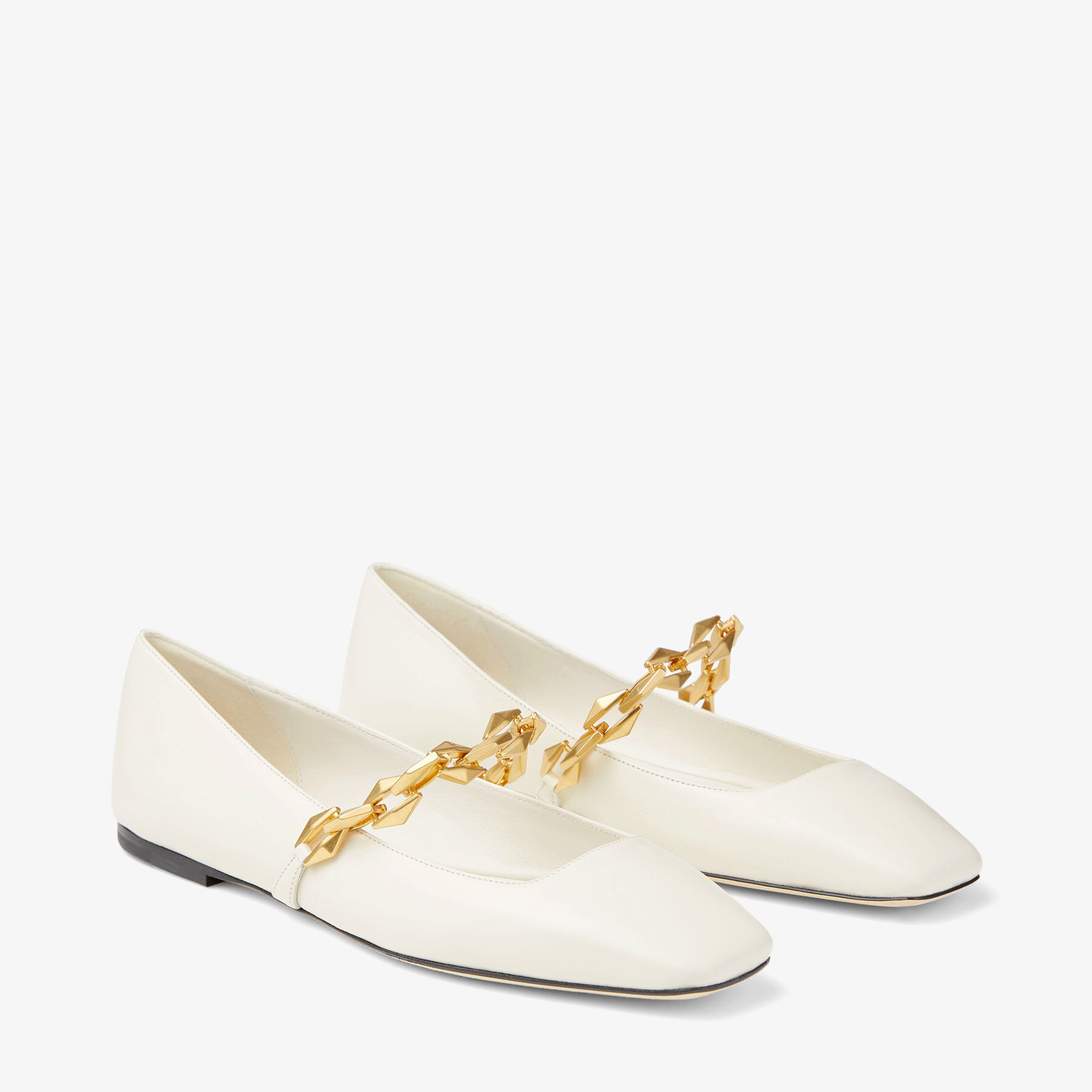 DIAMOND TILDA FLAT | チェーン付き Latte ナッパレザー