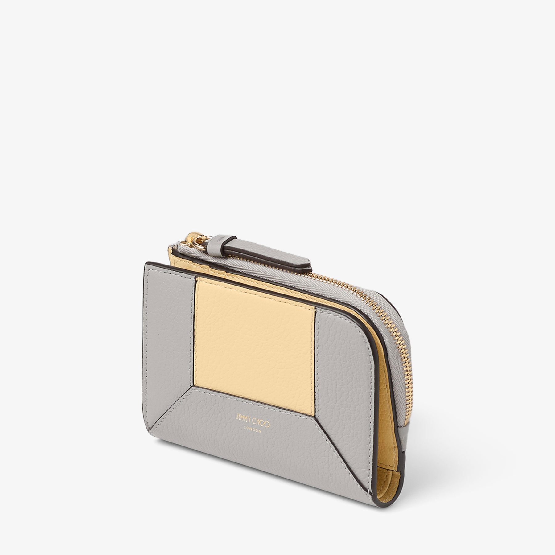 美品 JIMMY CHOO ジッピーウォレット コンパクト財布 ベージュ ダイヤモンド コンパクト ジップ ウォレット | コーン / ダヴ ソフト