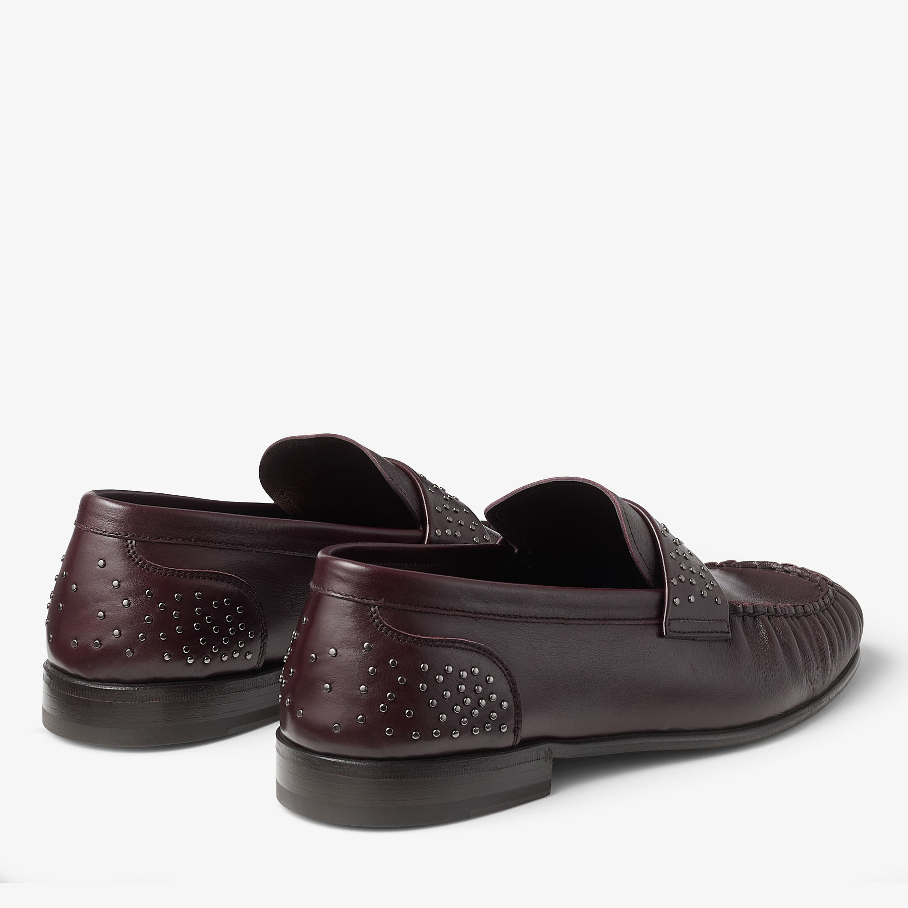 エリス ローファー / M |ディープメルロー レザー・フラットスタッズ