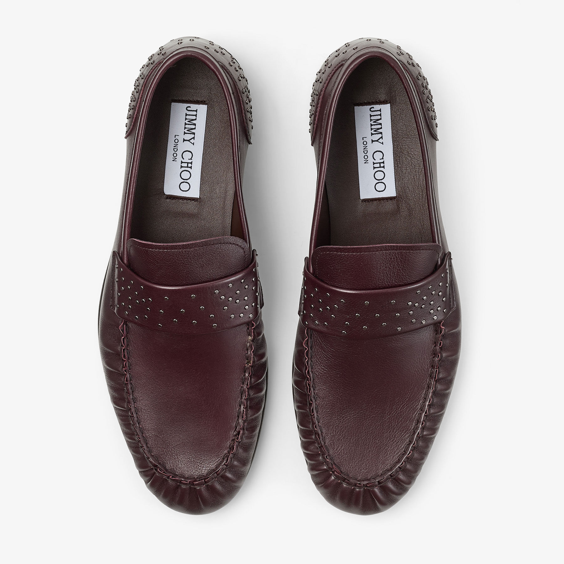 エリス ローファー / M |ディープメルロー レザー・フラットスタッズ