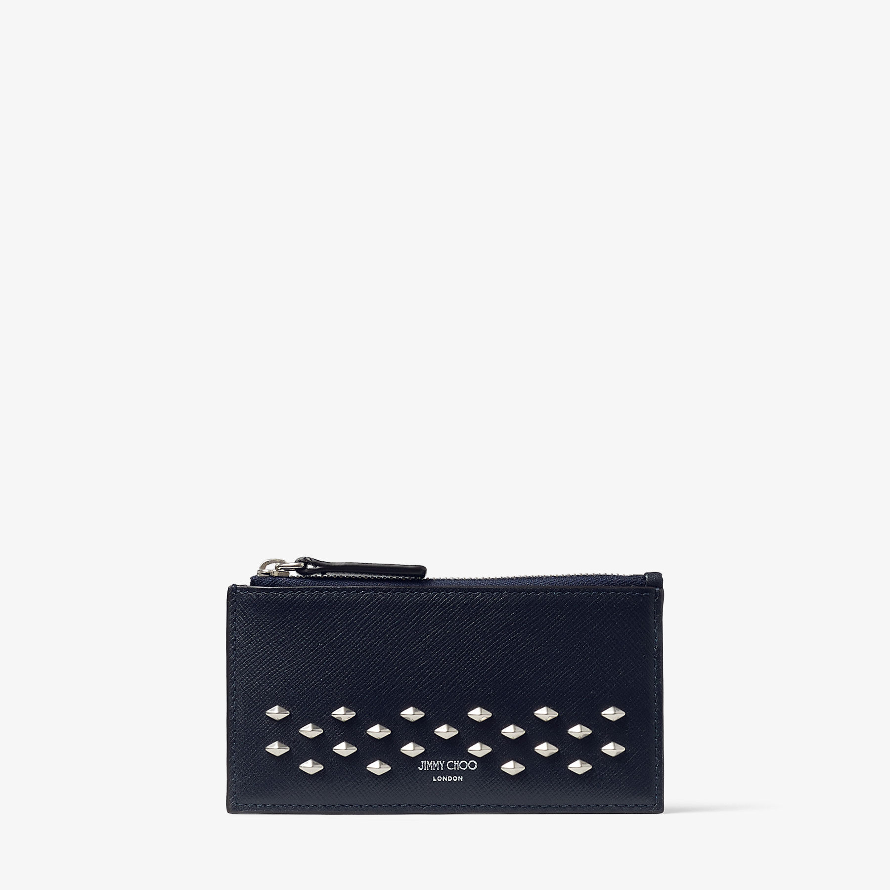 エリス | ブラック テクスチャードレザー・スタッズ付き カードケース