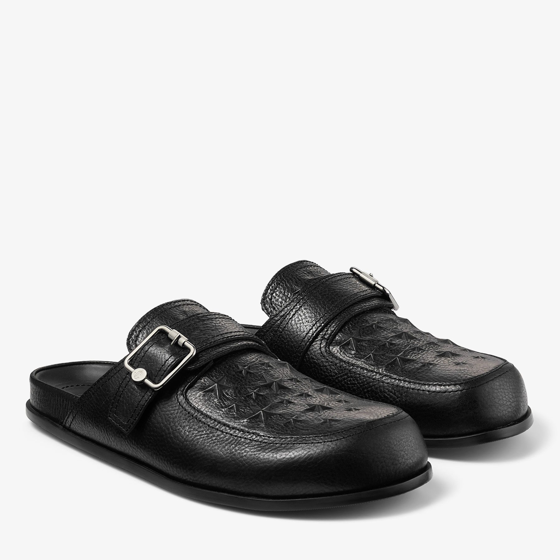 Etta Mule | ブラック エンボス加工レザー・シューズ | ジミー