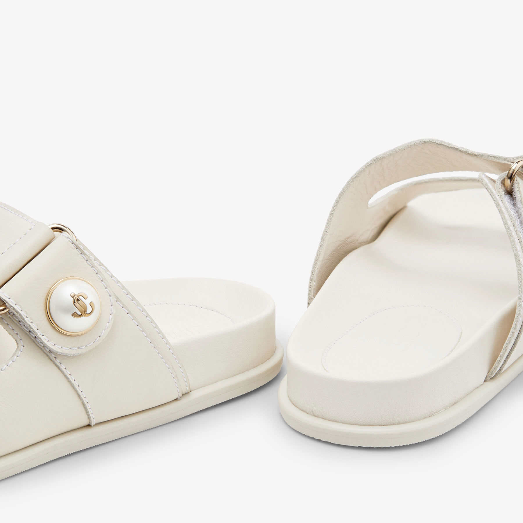 FAYENCE SANDAL | パール付き Black スムースレザー・フラット