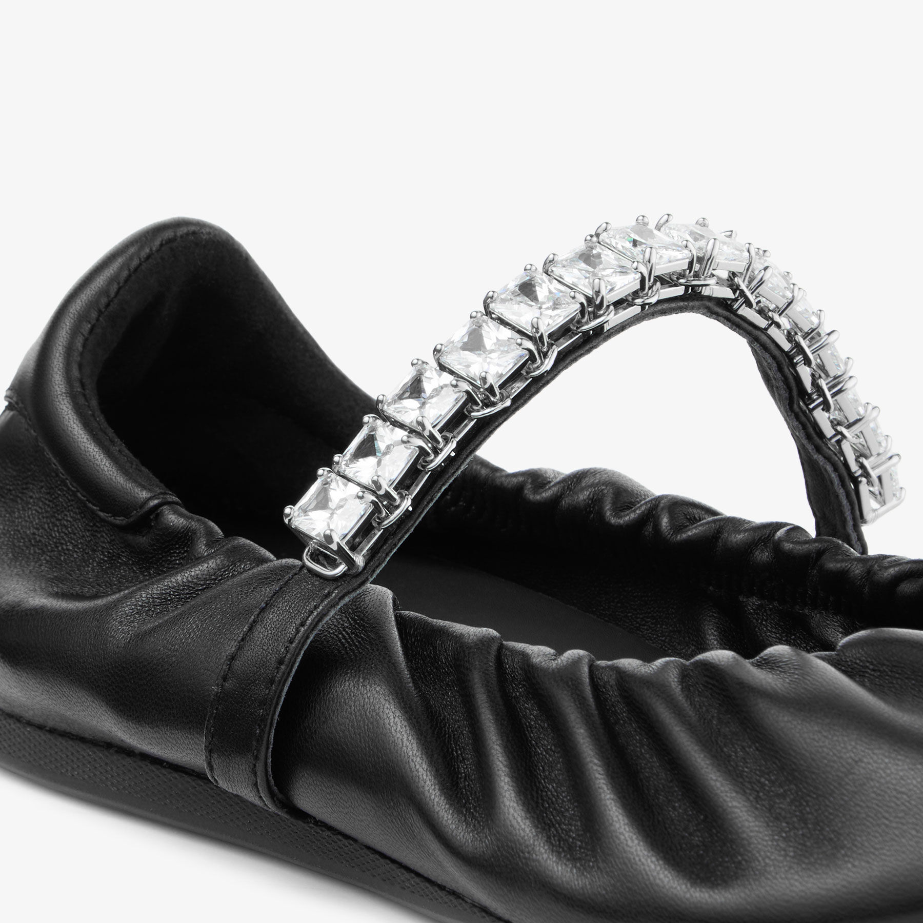 超美品　JIMMY CHOO ブラック　ビーズ　フラットシューズ　22㎝ ジェイド バレリーナ | ブラック ソフトナッパレザー クリスタル