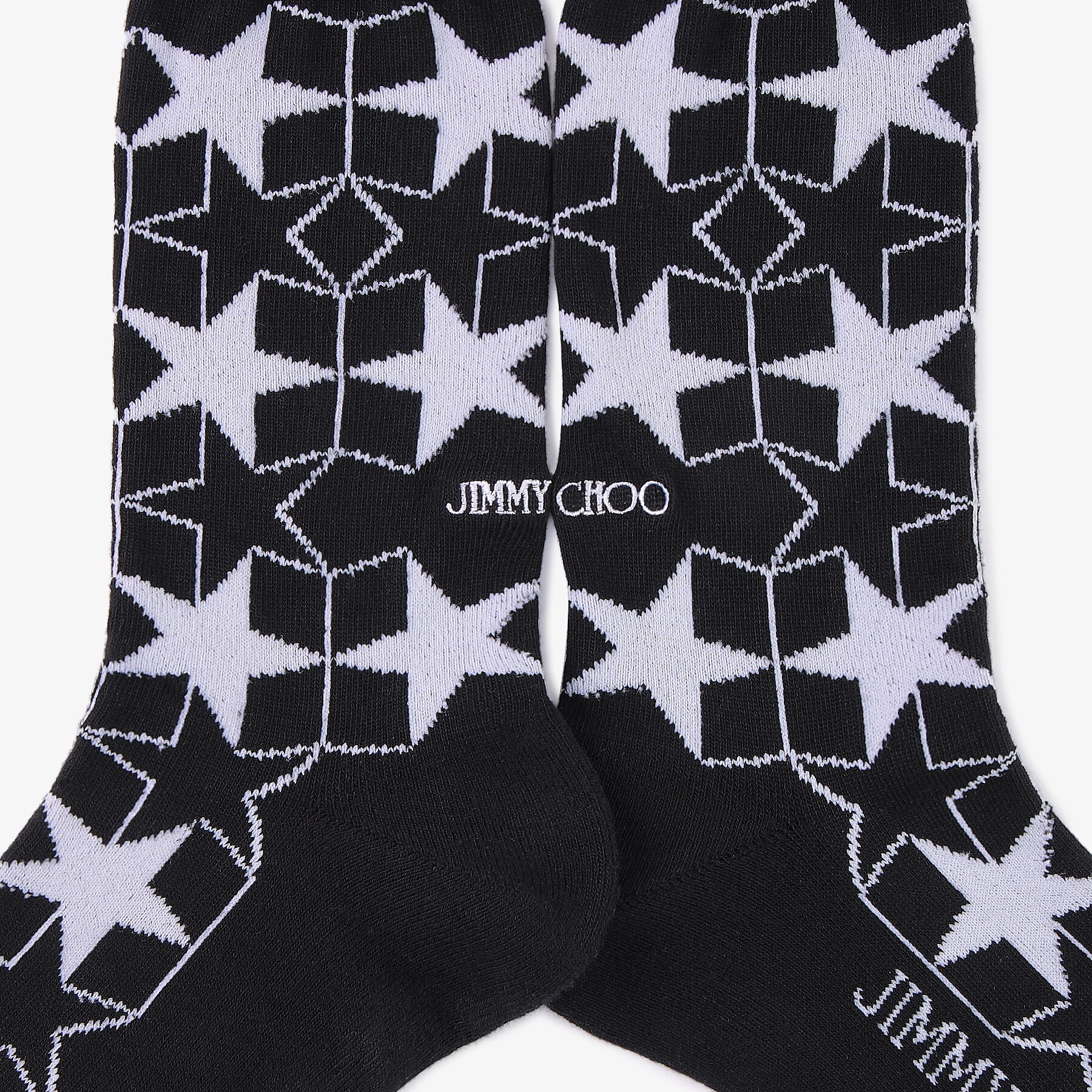 JIMMY CHOO☆ JC スターソックス M 星 ブラックホワイトミックス JC スターソックス/M | ブラックコットン・ソックス | ジミー チュウ