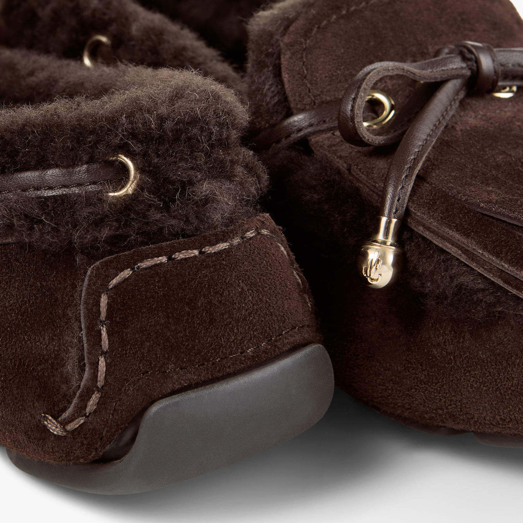 マノン F | チョコレート ベルベットスエード・シアリング ローファー