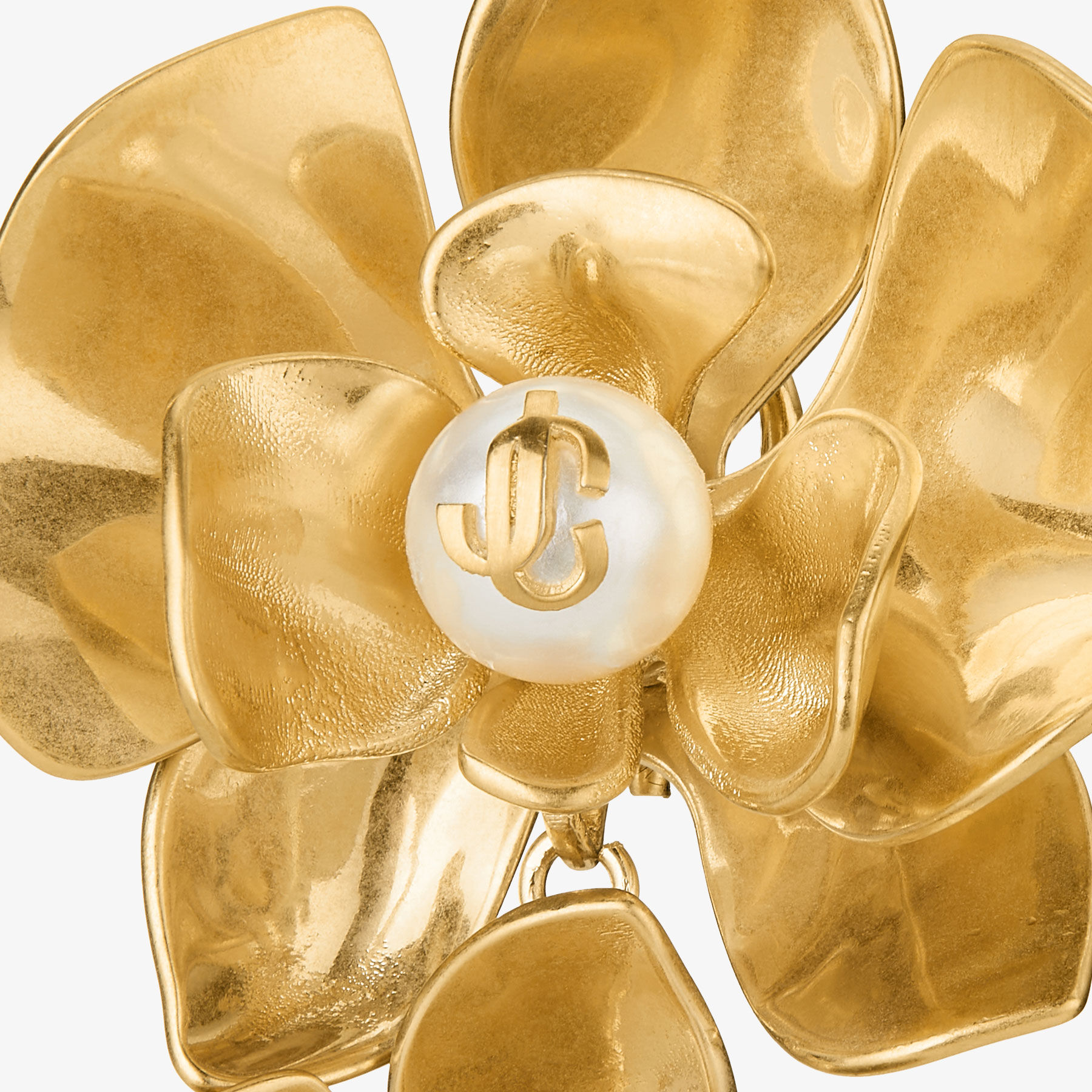 PETAL DOUBLE EARRING｜パール X クリスタル付き ゴールド仕上げ