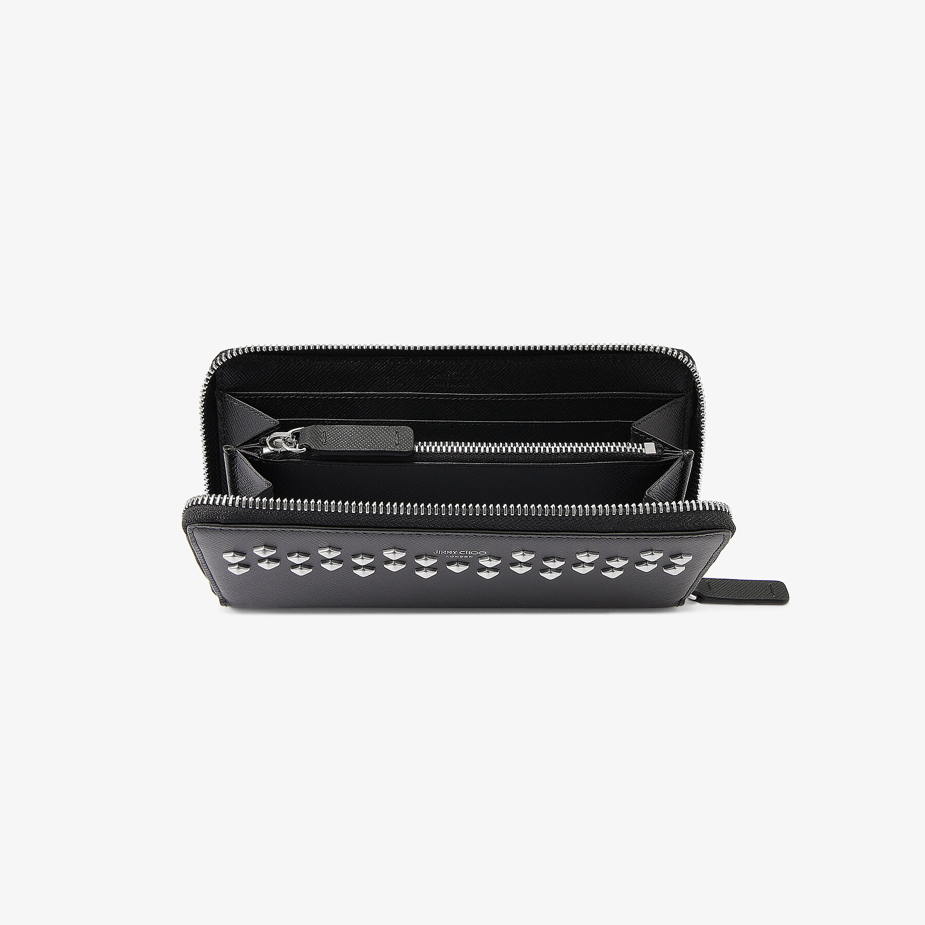 JIMMY CHOO ブレスレット/レザー/BLK スター デッドストック Pippa | スタッズ X クリスタル付き ブラックレザー・ウォレット