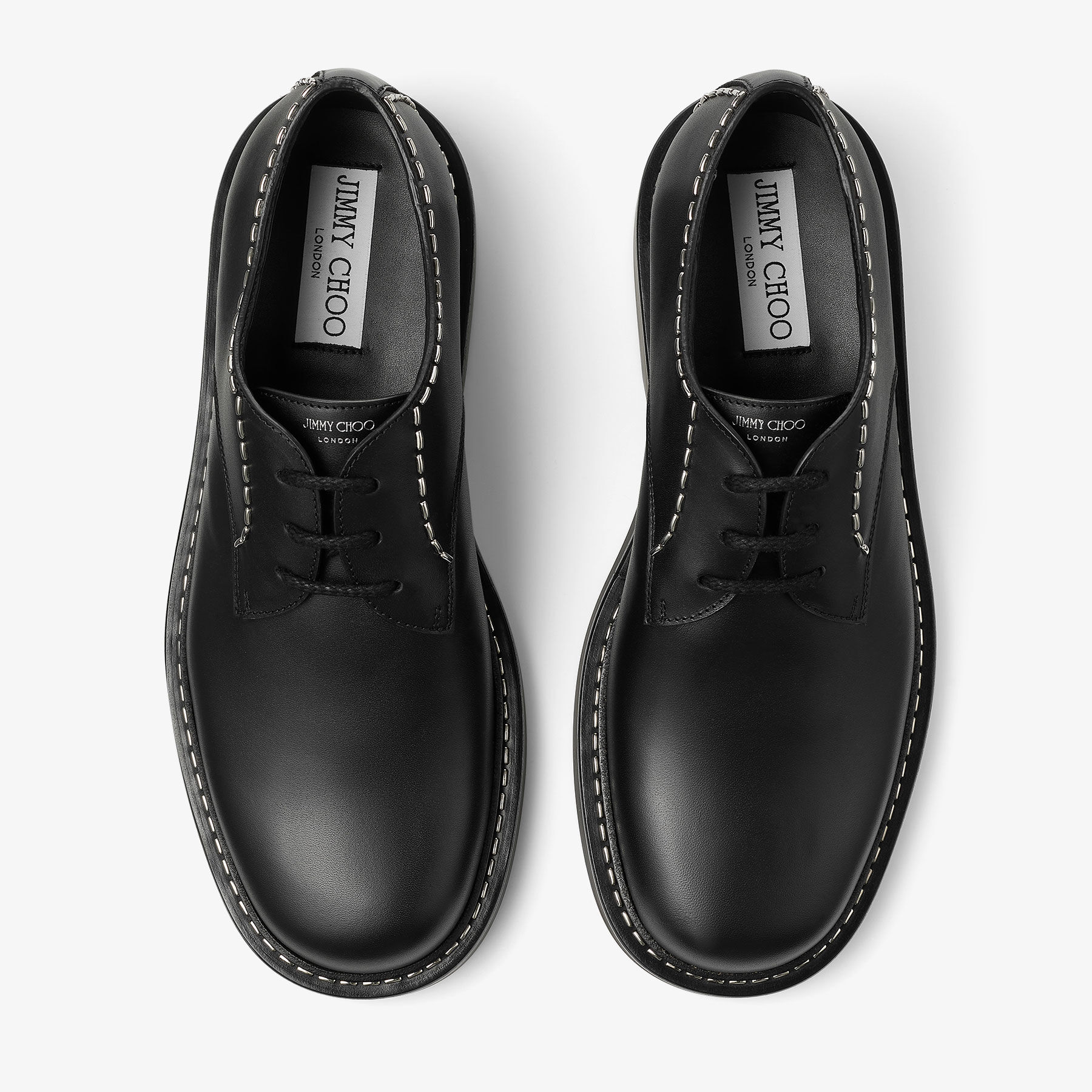 JIMMY CHOO ブラックローファー バフ ローファー | ブラック ボックスカーフレザー・ローファー