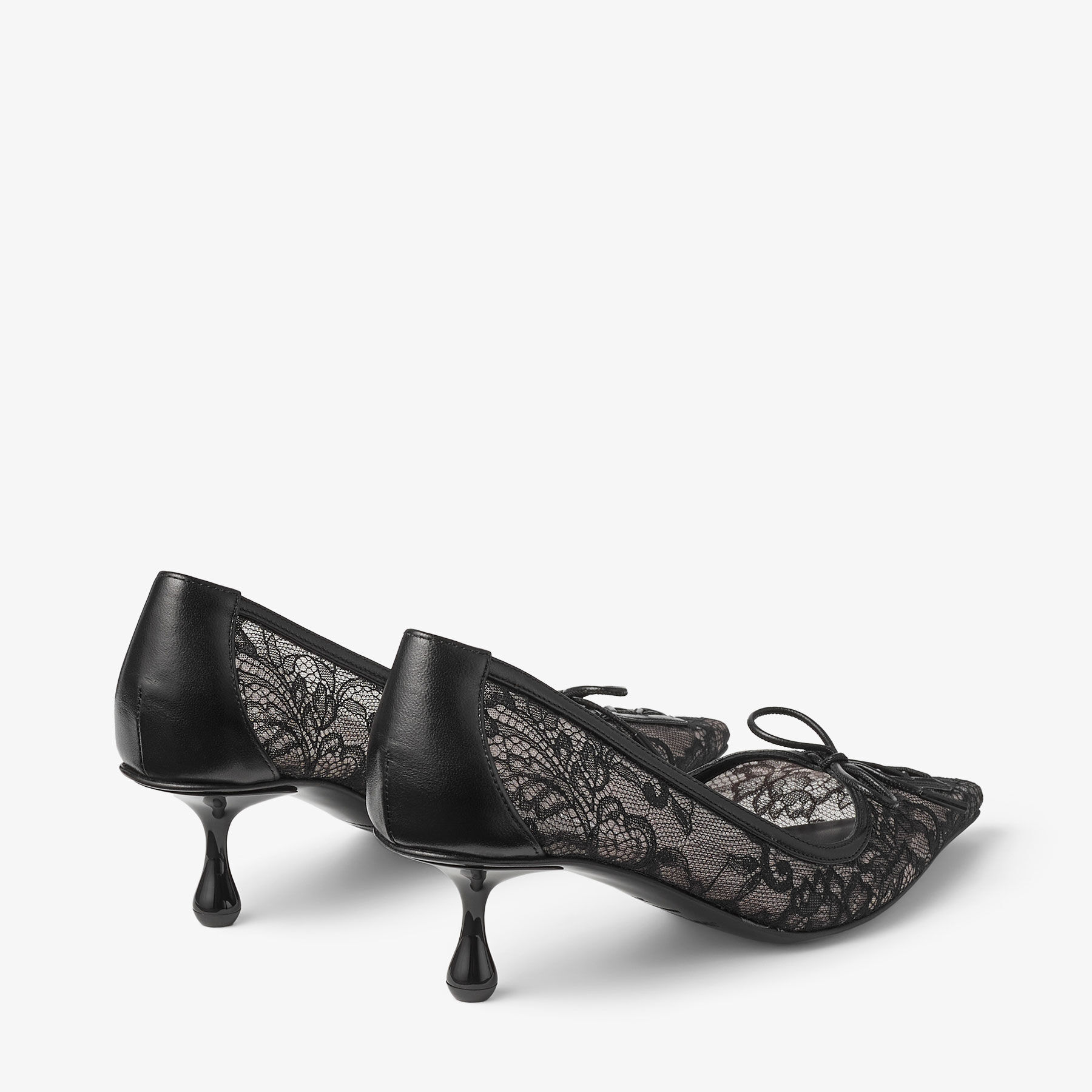 ジミーチュウ　レースフラットパンプス Bing Pump Flat | Latte/シルバー グリッターレザー・フラットシューズ