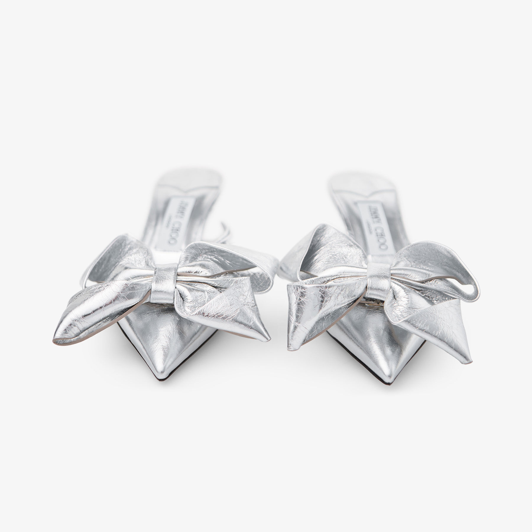 華やぎ【JIMMY CHOO】スタズ 50 メタリックレザーミュール スタズ ミュール 50 | シルバー メタリックレザー・ミュール