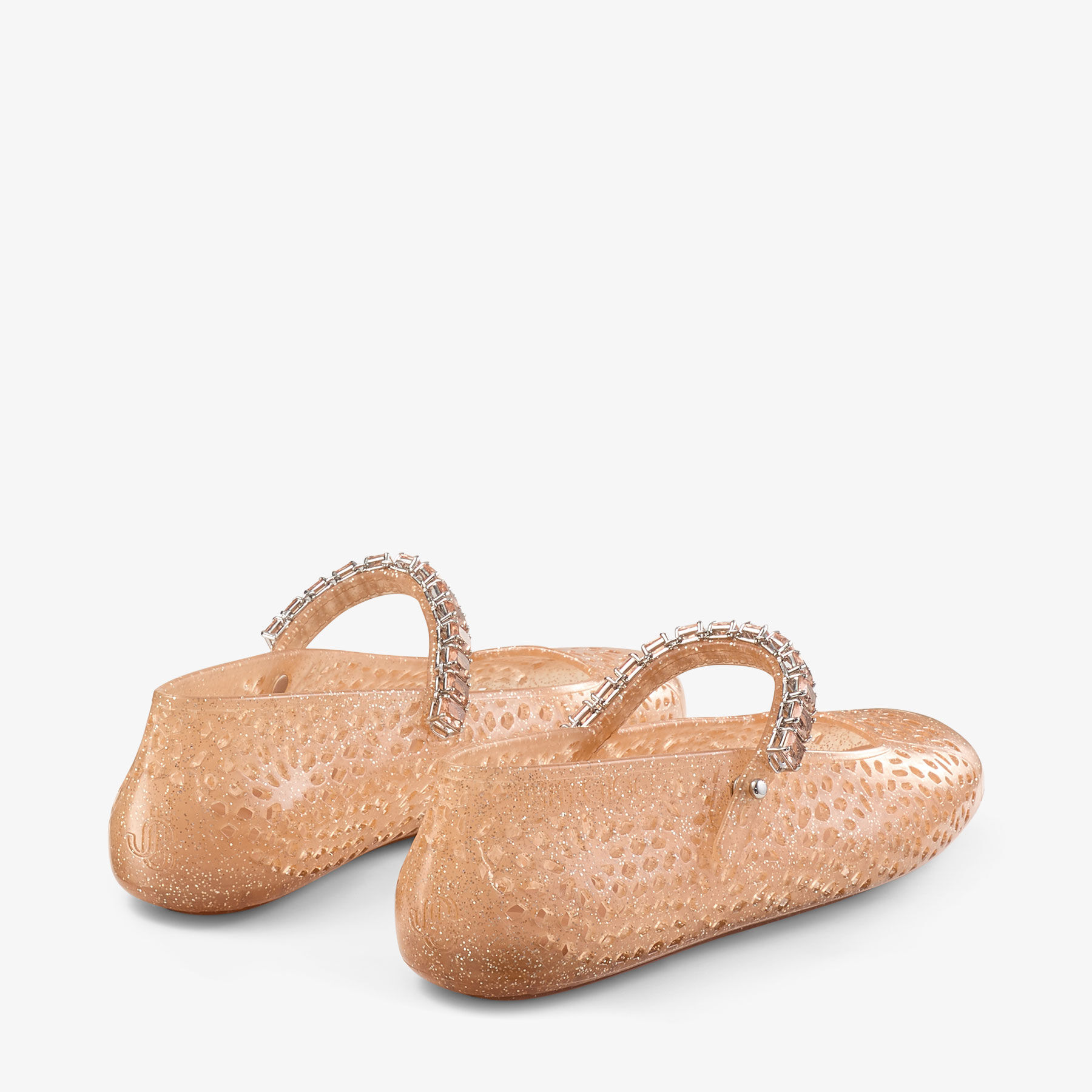 【美品】  JIMMY CHOO / ジミーチュウ | THE JELLY / ジェリー クリスタル ストラップ バレリーナ フラット シューズ | 35 | クリア系 | レディース ザ ジェリー |クリスタル付き クリア ジェリーバレリーナ フラット