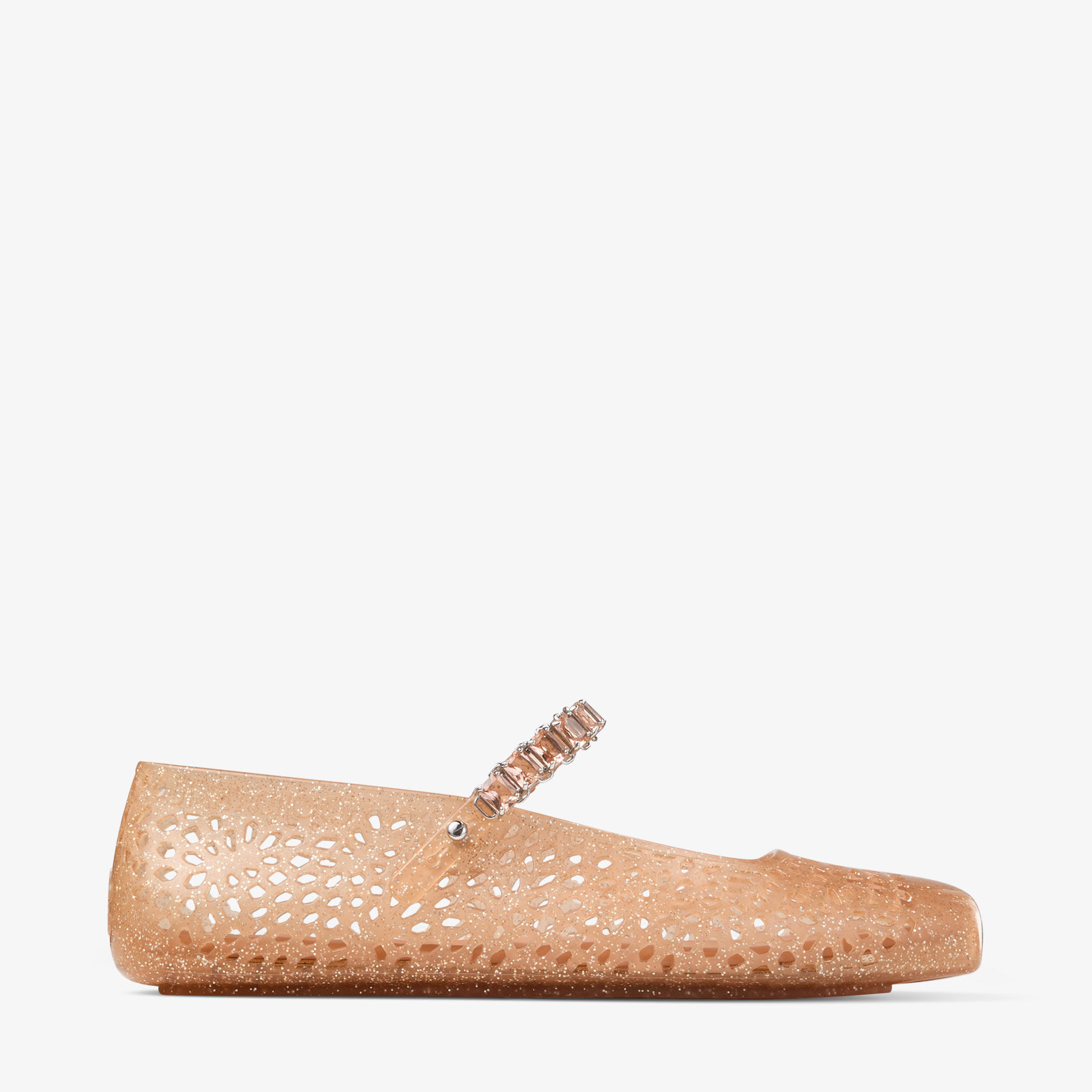 【美品】  JIMMY CHOO / ジミーチュウ | THE JELLY / ジェリー クリスタル ストラップ バレリーナ フラット シューズ | 35 | クリア系 | レディース ザ ジェリー |クリスタル付き ブラック ジェリーバレリーナ フラット