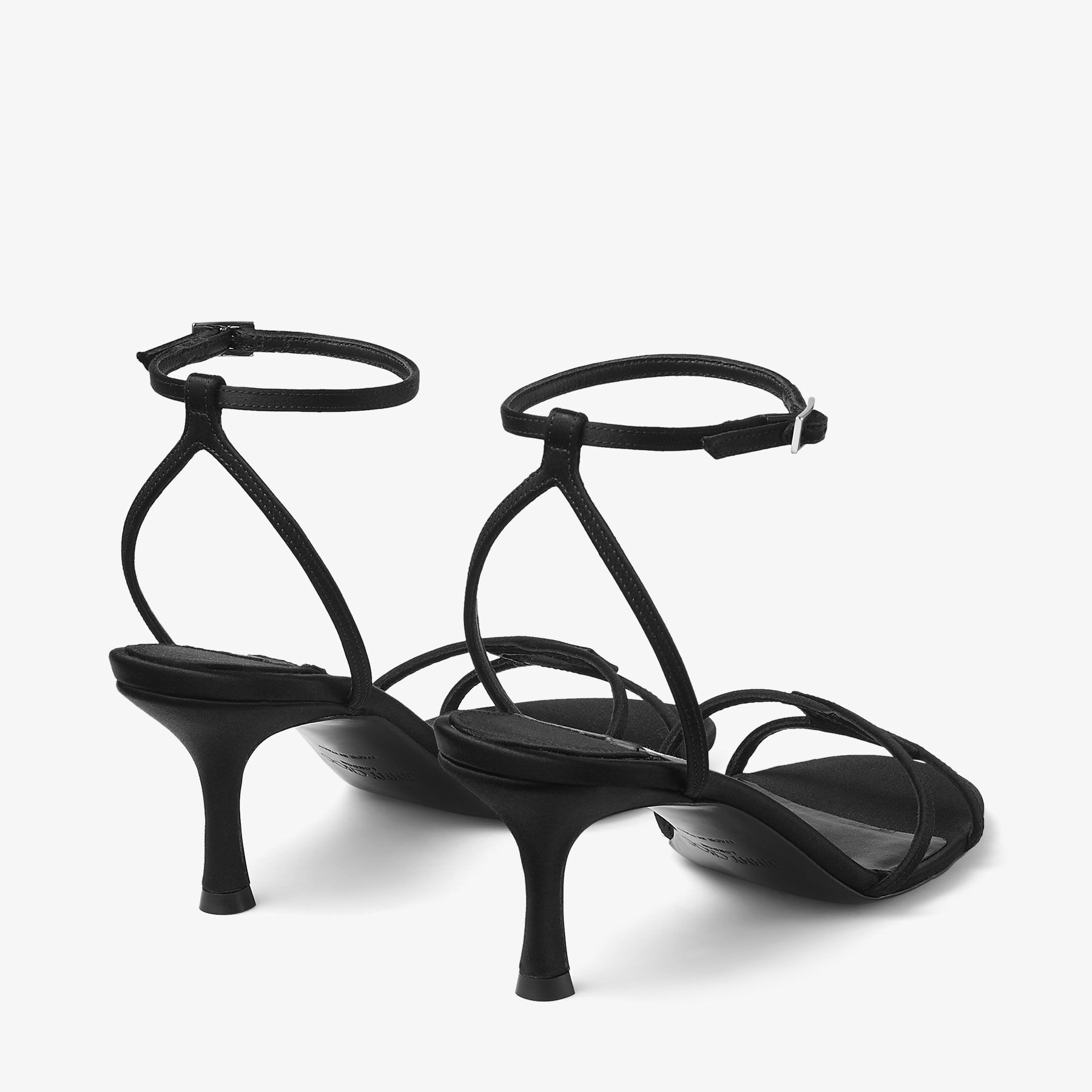 Leo 65 | Black Satin Sandals | JIMMY CHOO