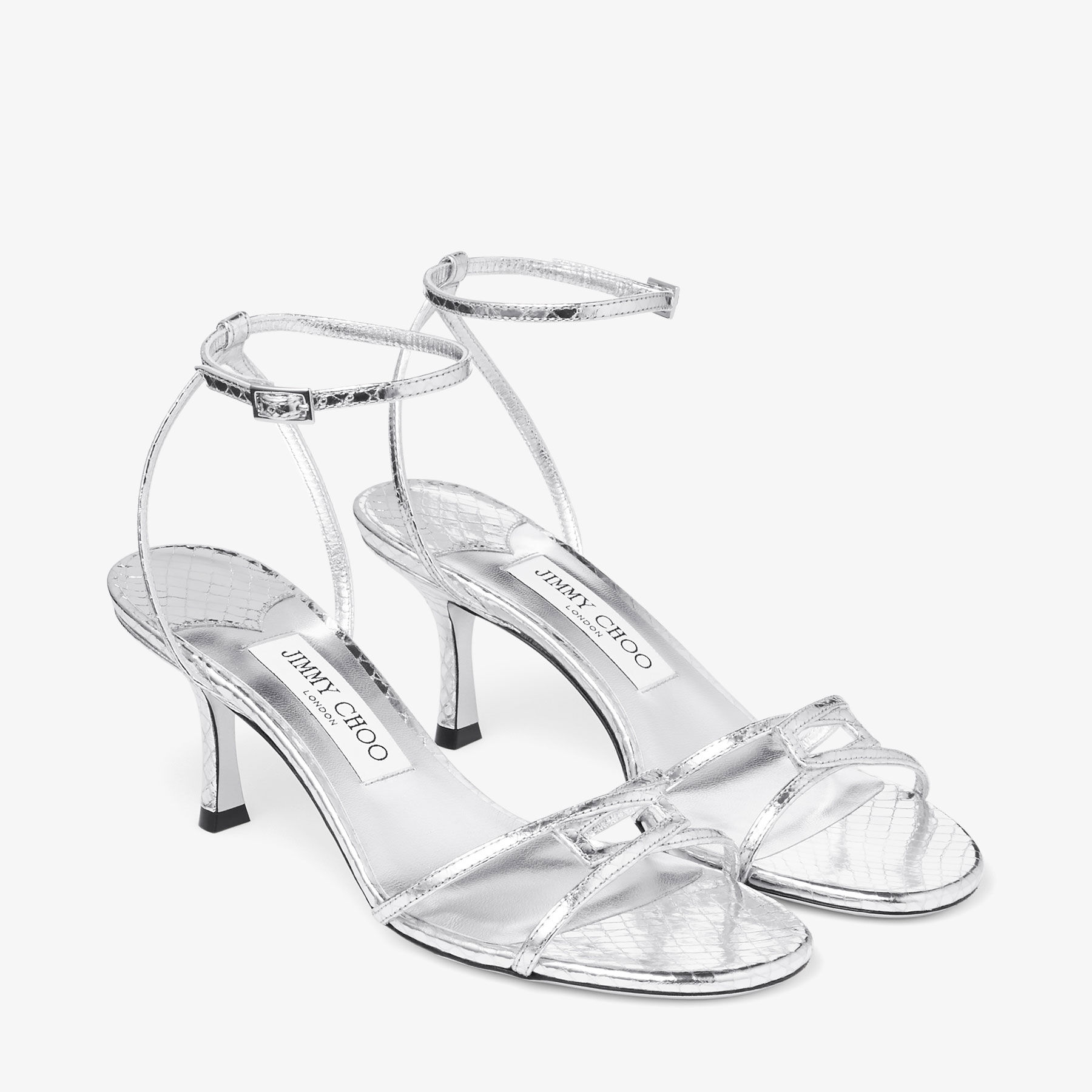 正規品JIMMY CHOO 1998 Leo 65 | Silver Candy Wrap Leather Sandals | JIMMY CHOO