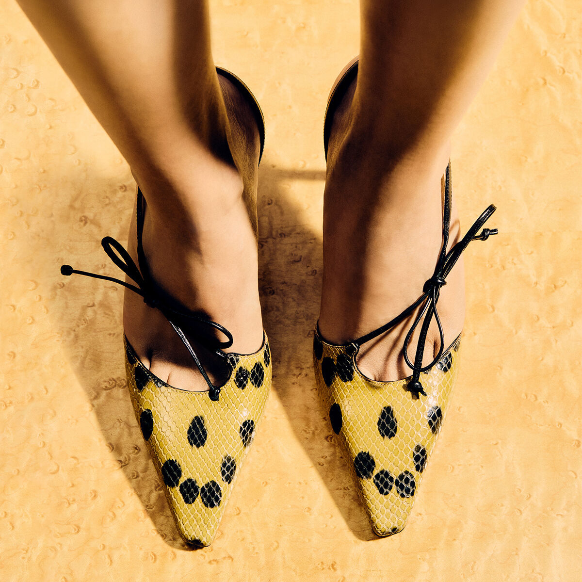 Bow Spotted Elaphe-Printed Leather Sandal with Knot Detail