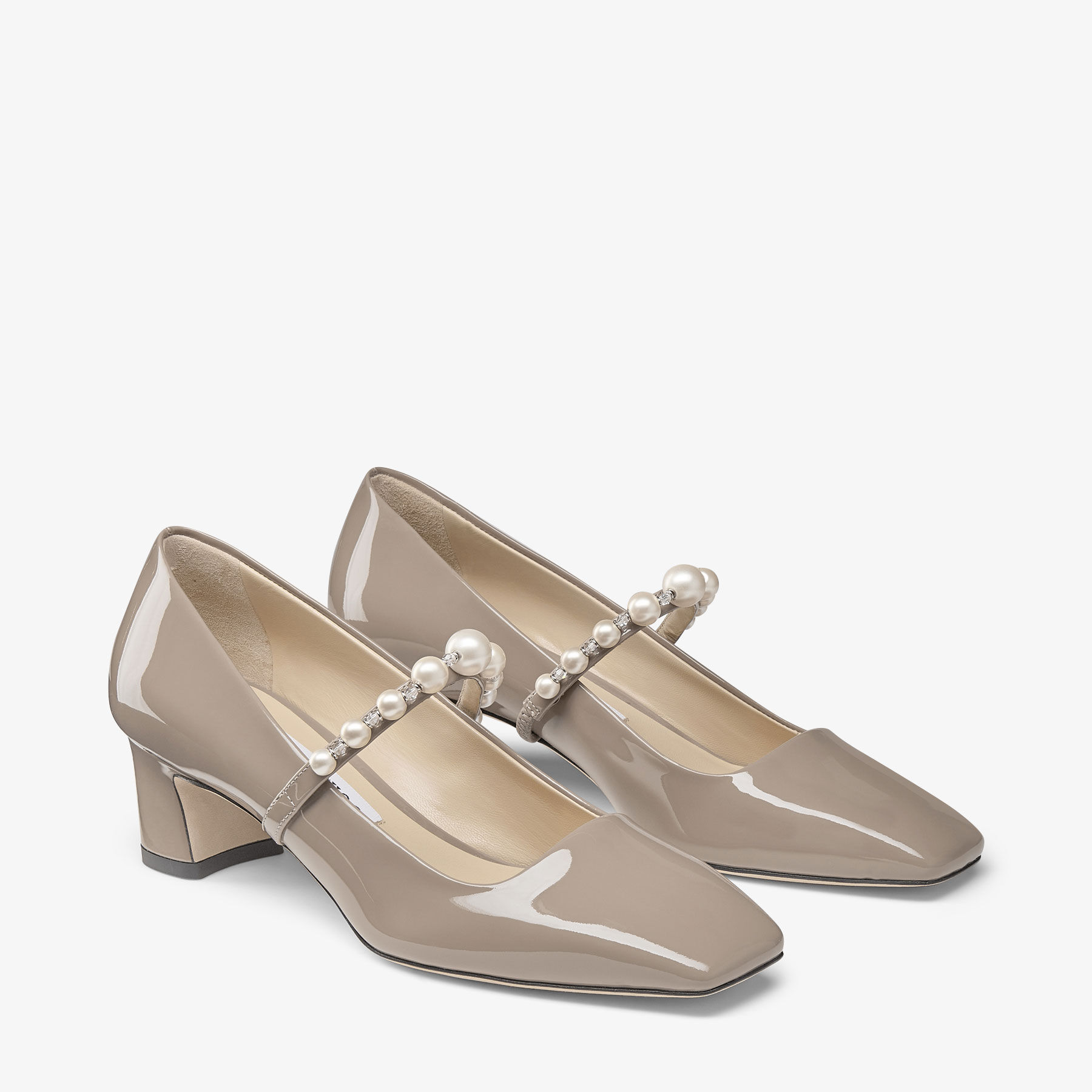 Ade 45 | Taupe Patent Leather Pumps | JIMMY CHOO