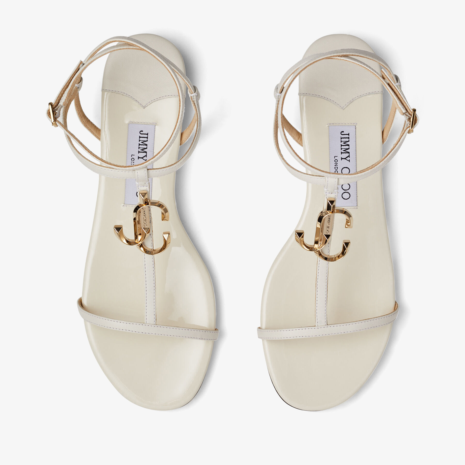 Latte Nappa and Patent Leather Flat Sandals | ALODIE FLAT