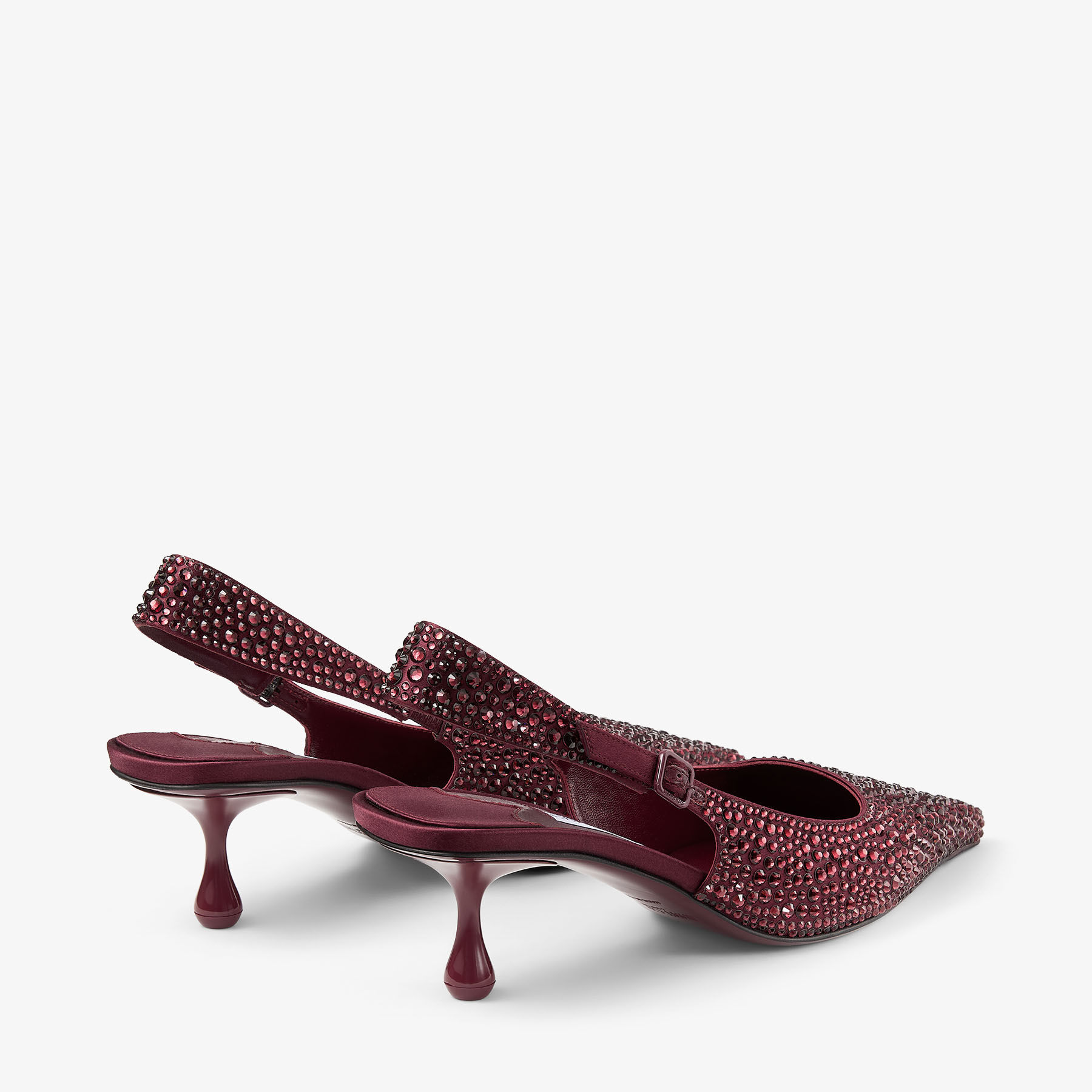 Amel 50 | Deep Merlot Satin Slingbacks with Princess Hotfix