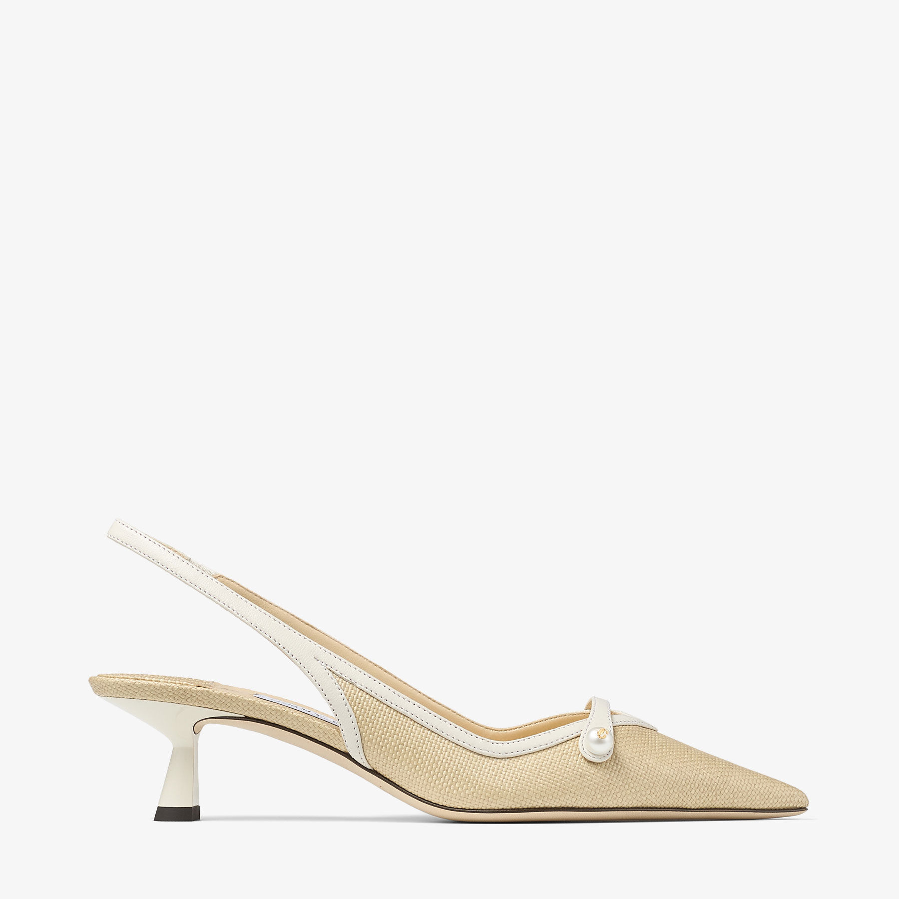 Amita 45|Natural/Latte Raffia and Leather Pumps| JIMMY CHOO