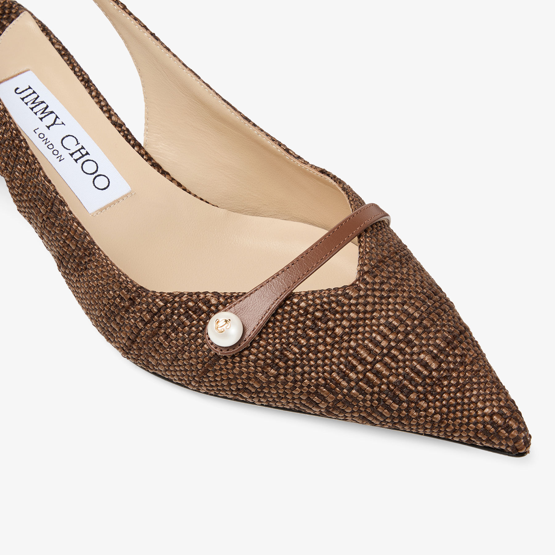 Amita 45 | Tan Fine Raffia Slingbacks | JIMMY CHOO