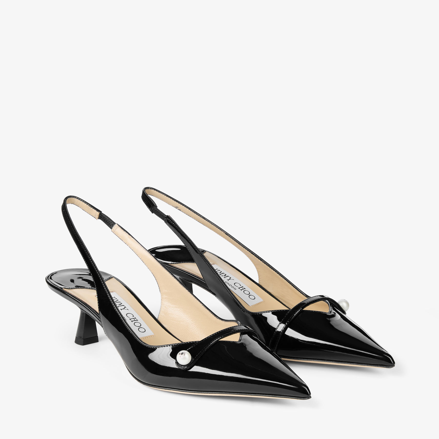 Amita 45 | Black Patent Leather Slingbacks | JIMMY CHOO