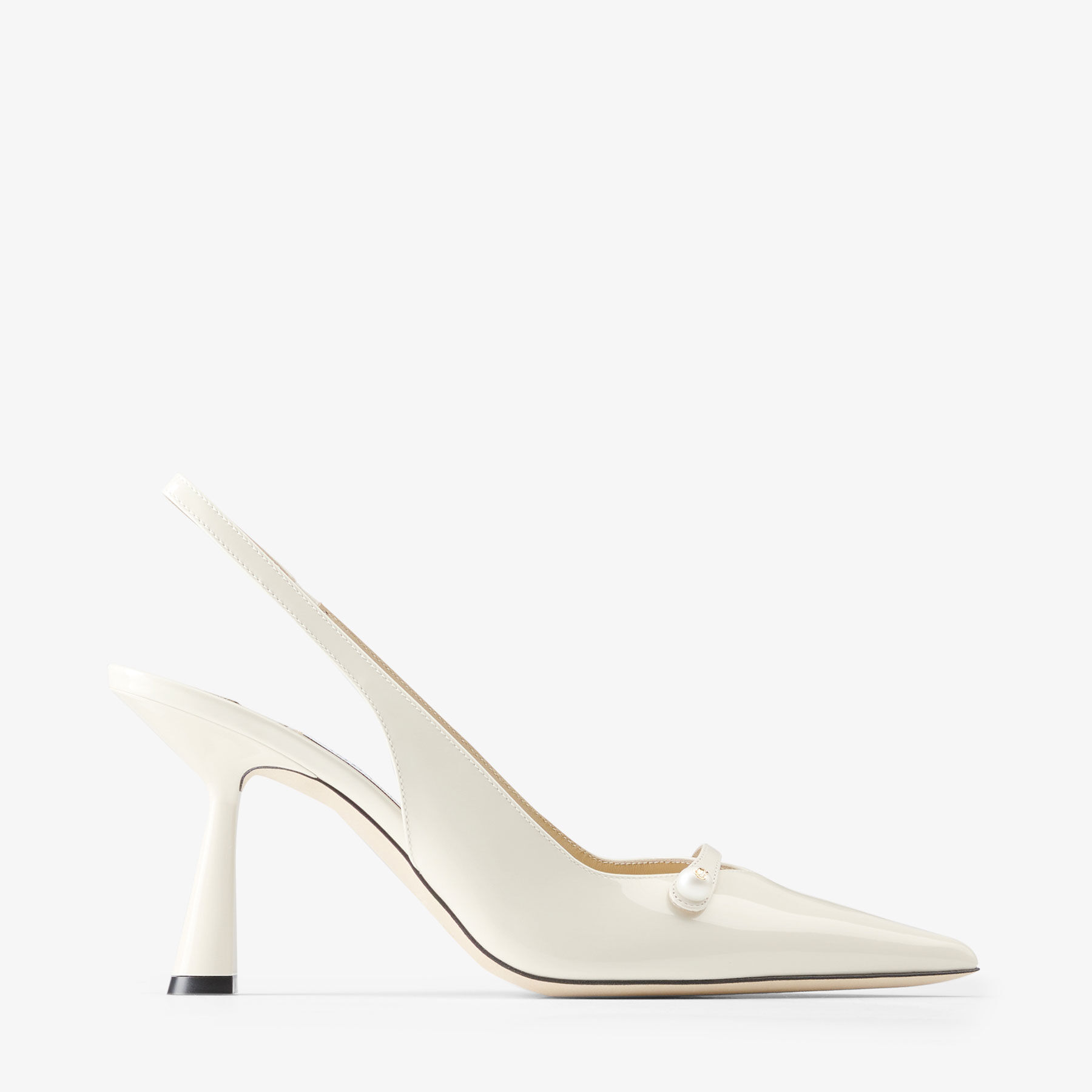 Amita 85 Slingback in pelle verniciata color panna JIMMY CHOO