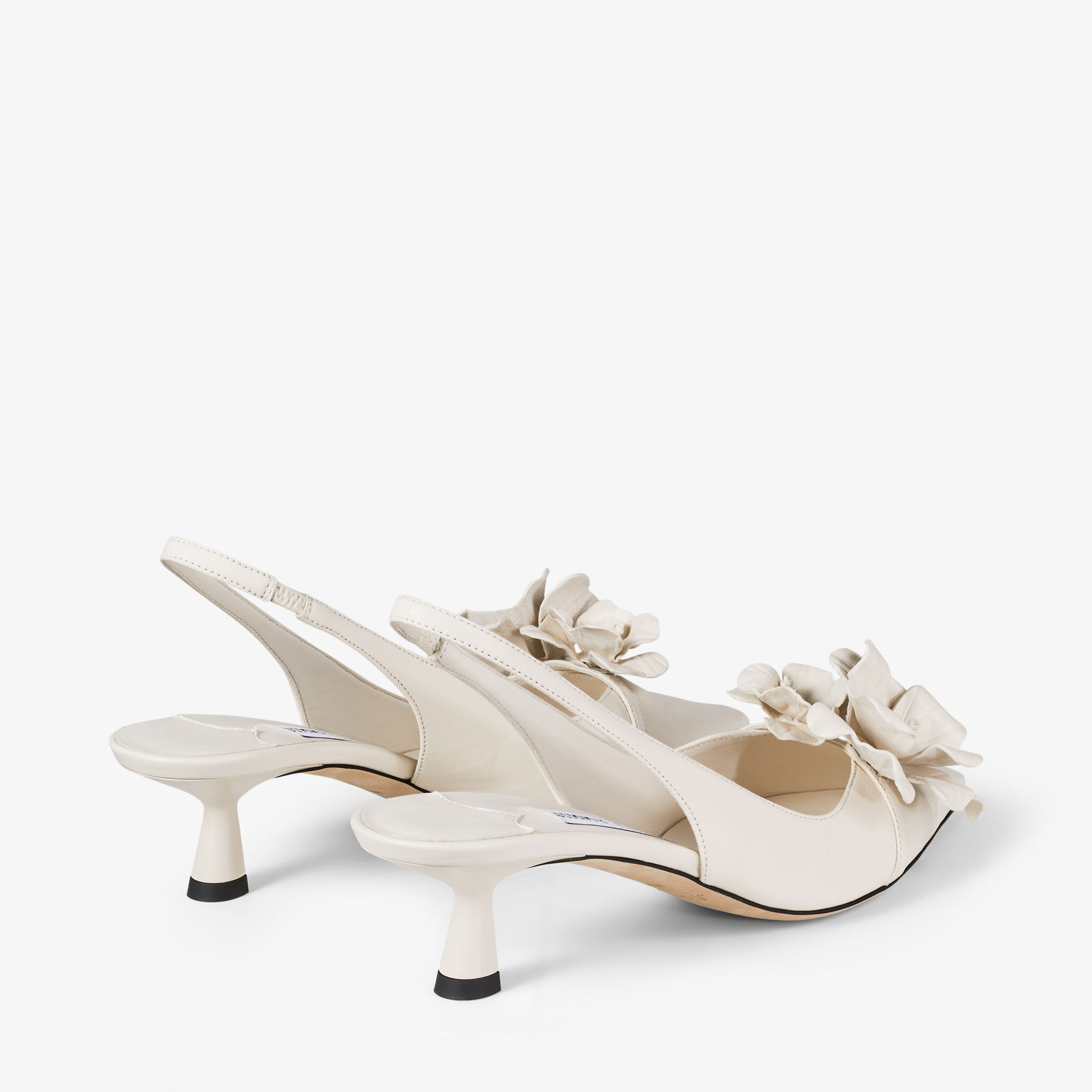 AMITA/FLOWERS 45 | Latte Nappa Leather Sling Back Pumps with