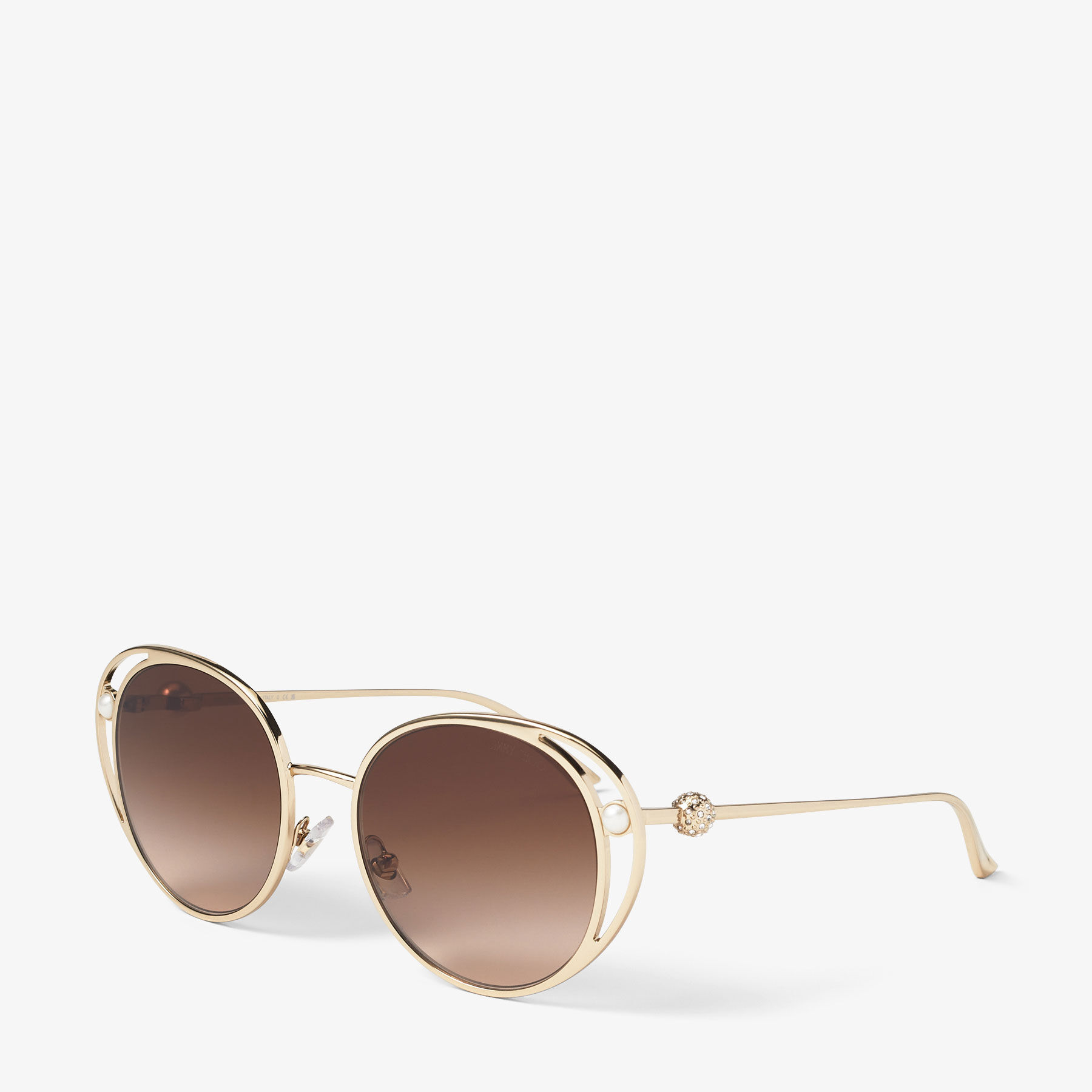◆ Angela Angela | Pale Gold Oval Sunglasses | JIMMY CHOO