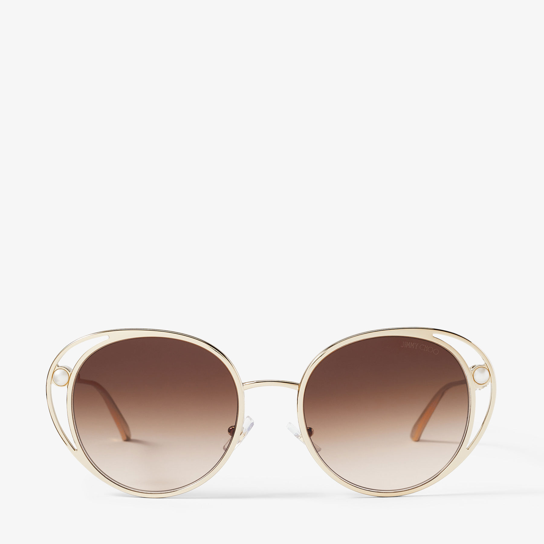 Angela | Pale Gold Oval Sunglasses | JIMMY CHOO