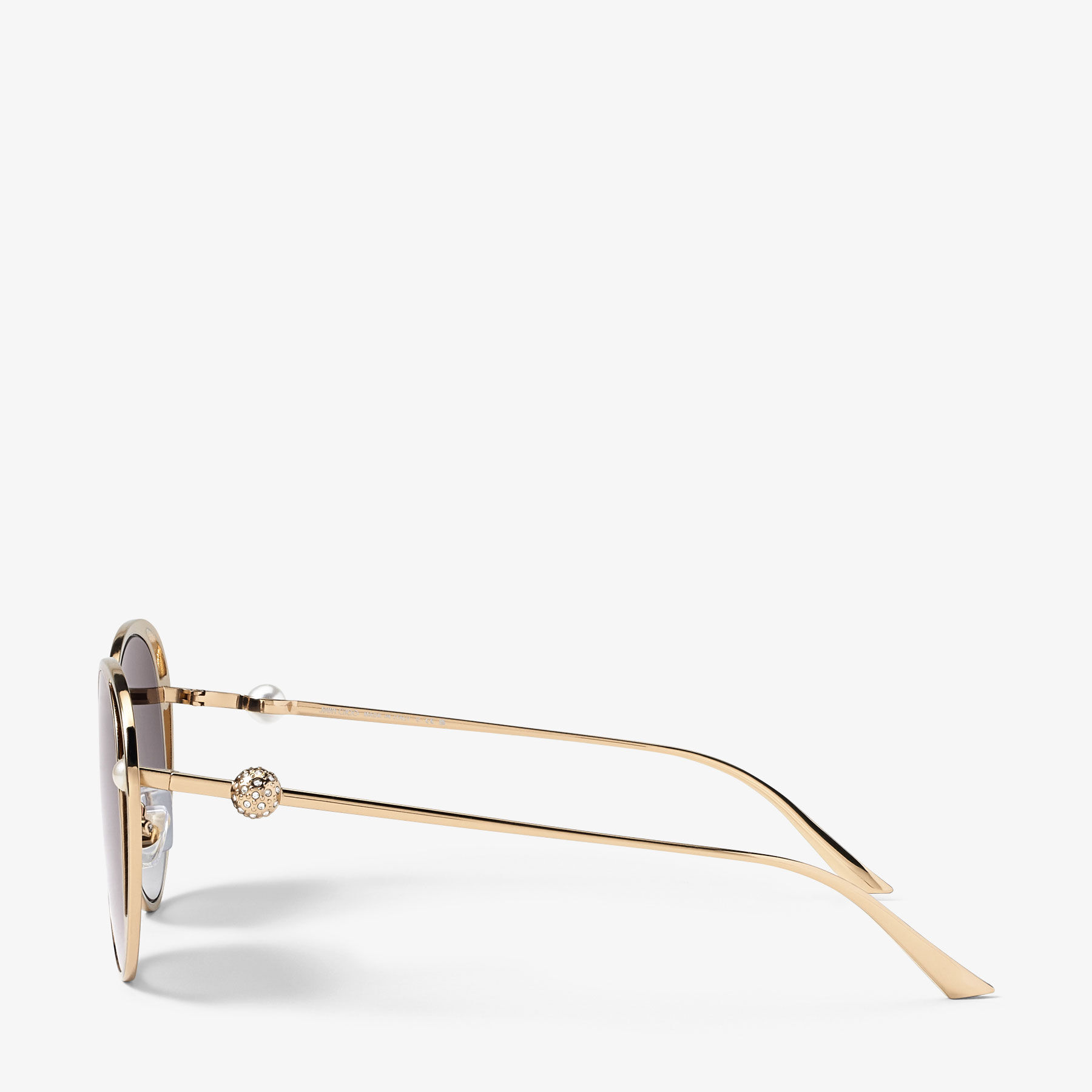 Angela | Pale Gold Oval Sunglasses | JIMMY CHOO