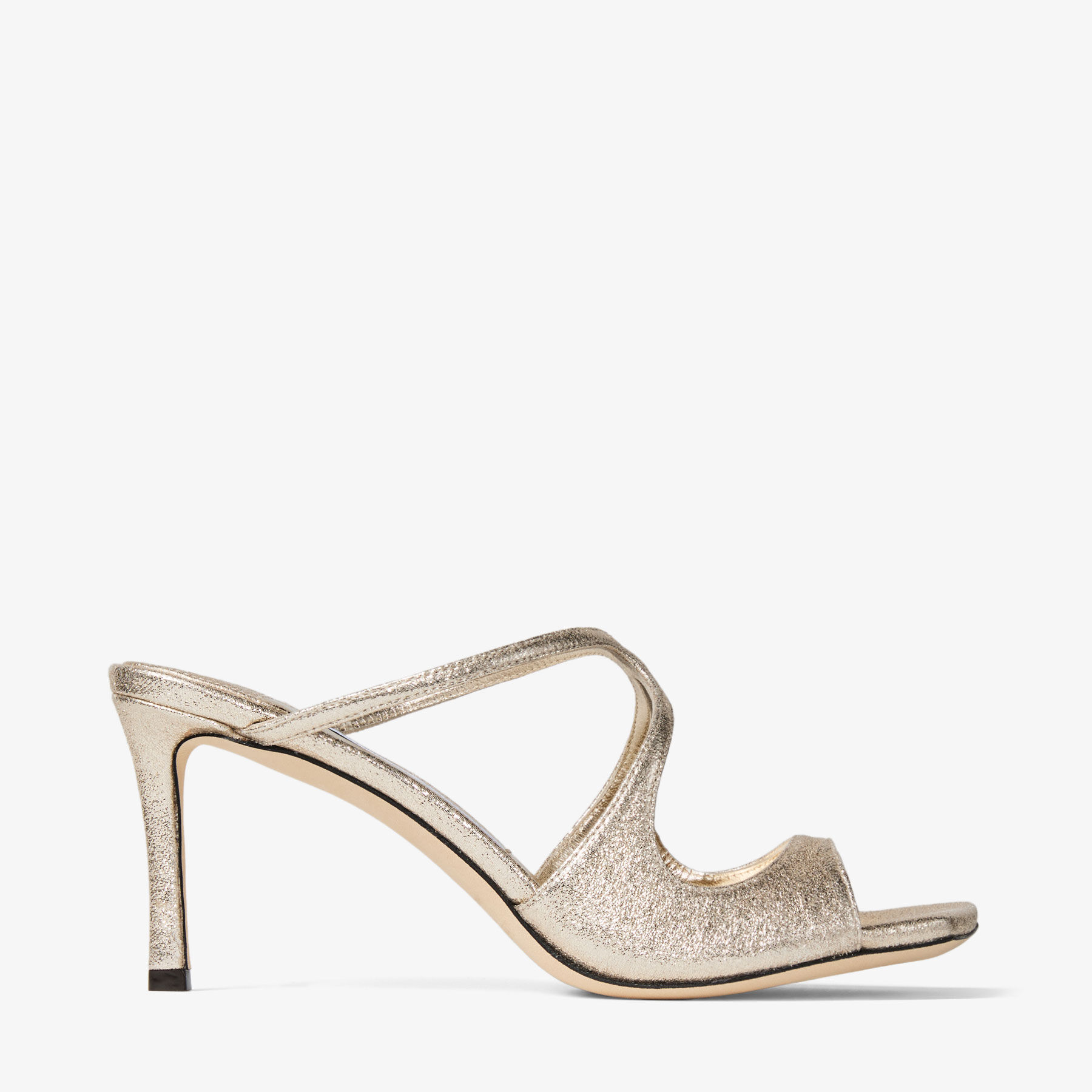 正規品JIMMY CHOO Anise 75 | 铂金色微粒闪粉穆勒鞋 | JIMMY CHOO