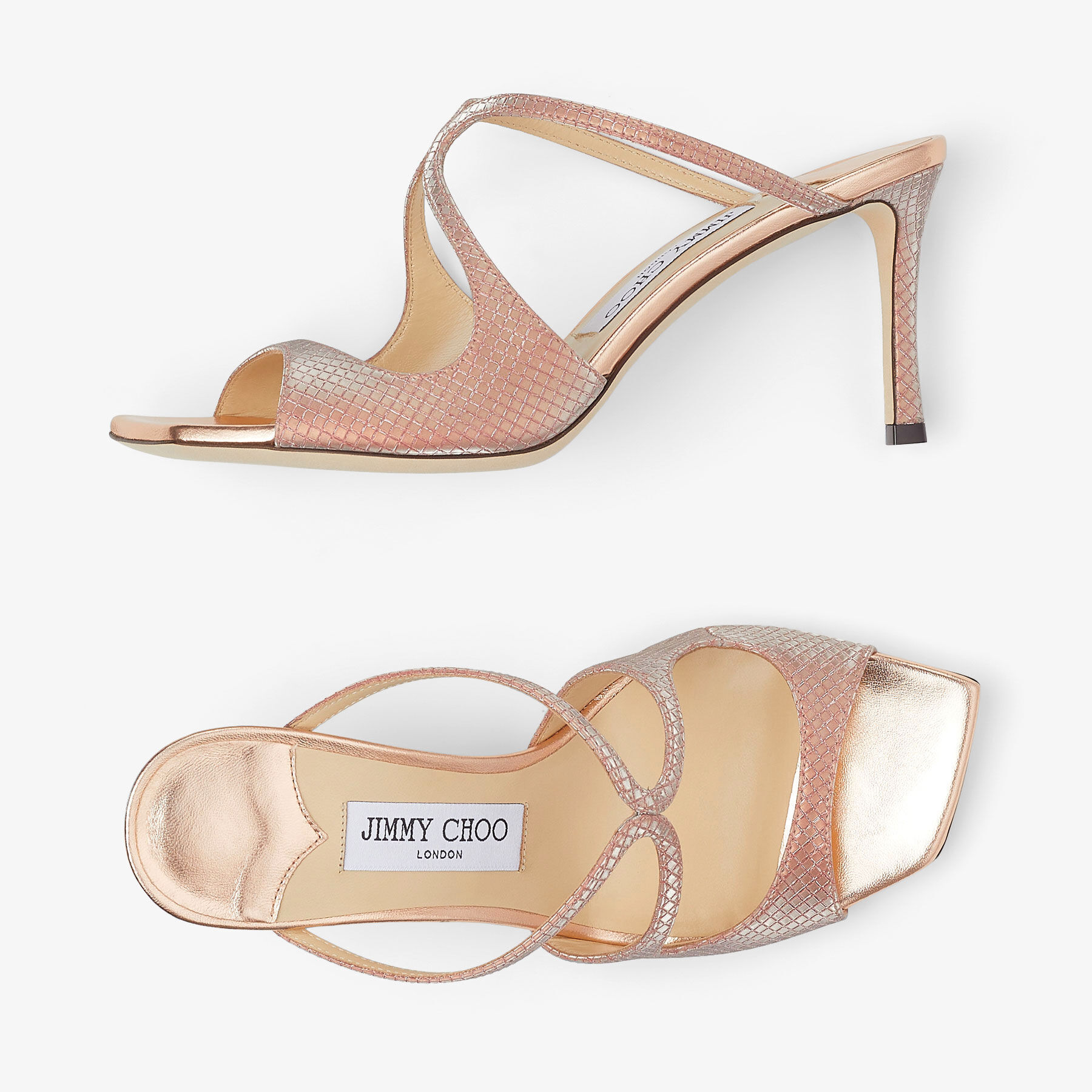 ANISE 75 | Ballet Pink Glitter Fabric Mules | Summer
