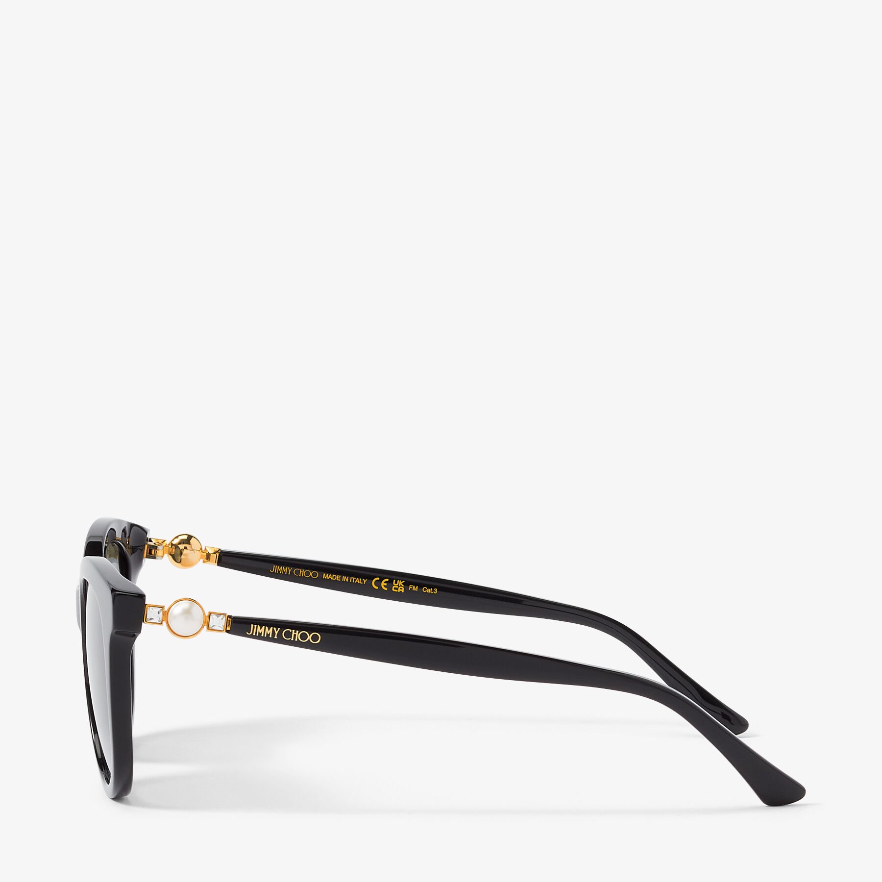 Black Cat Eye Sunglasses with Pearls and Swarovski Crystals