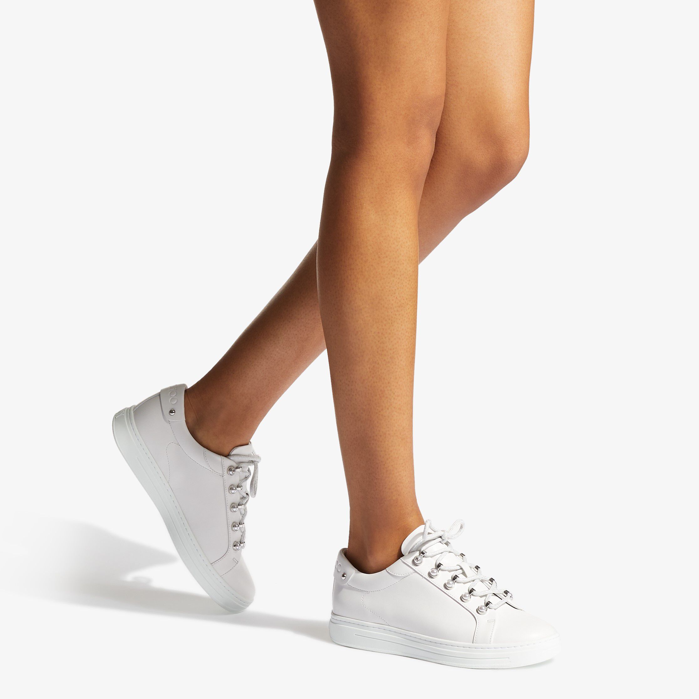 Jimmy Choo Antibes スニーカー ANTIBES/F | White Low-Top Trainers with Pearls | Summer